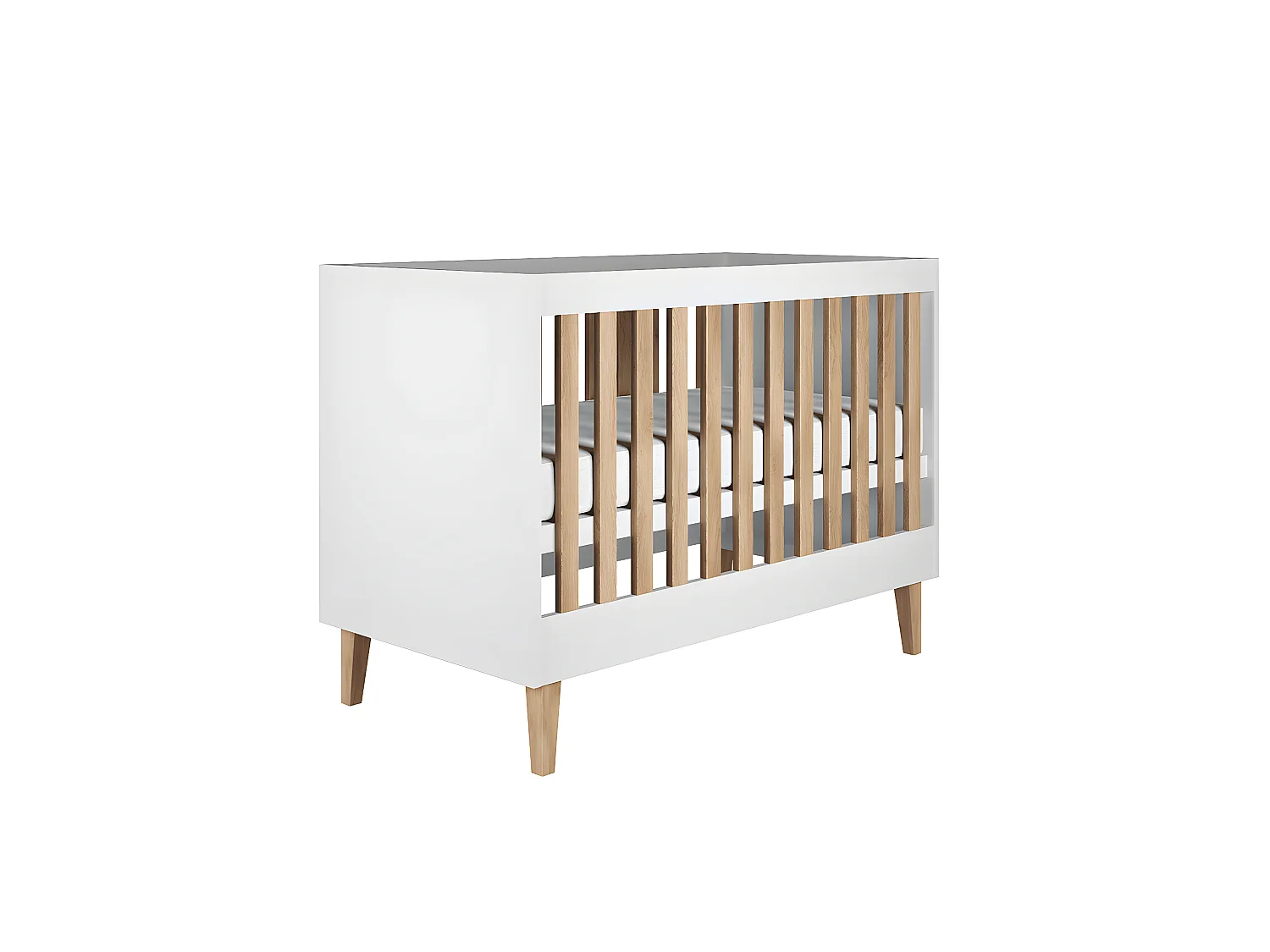 Lit bébé 60x120 et commode Kubi - Blanc