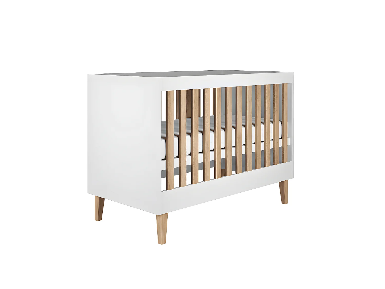 Lit bébé 60x120 et commode Kubi - Blanc