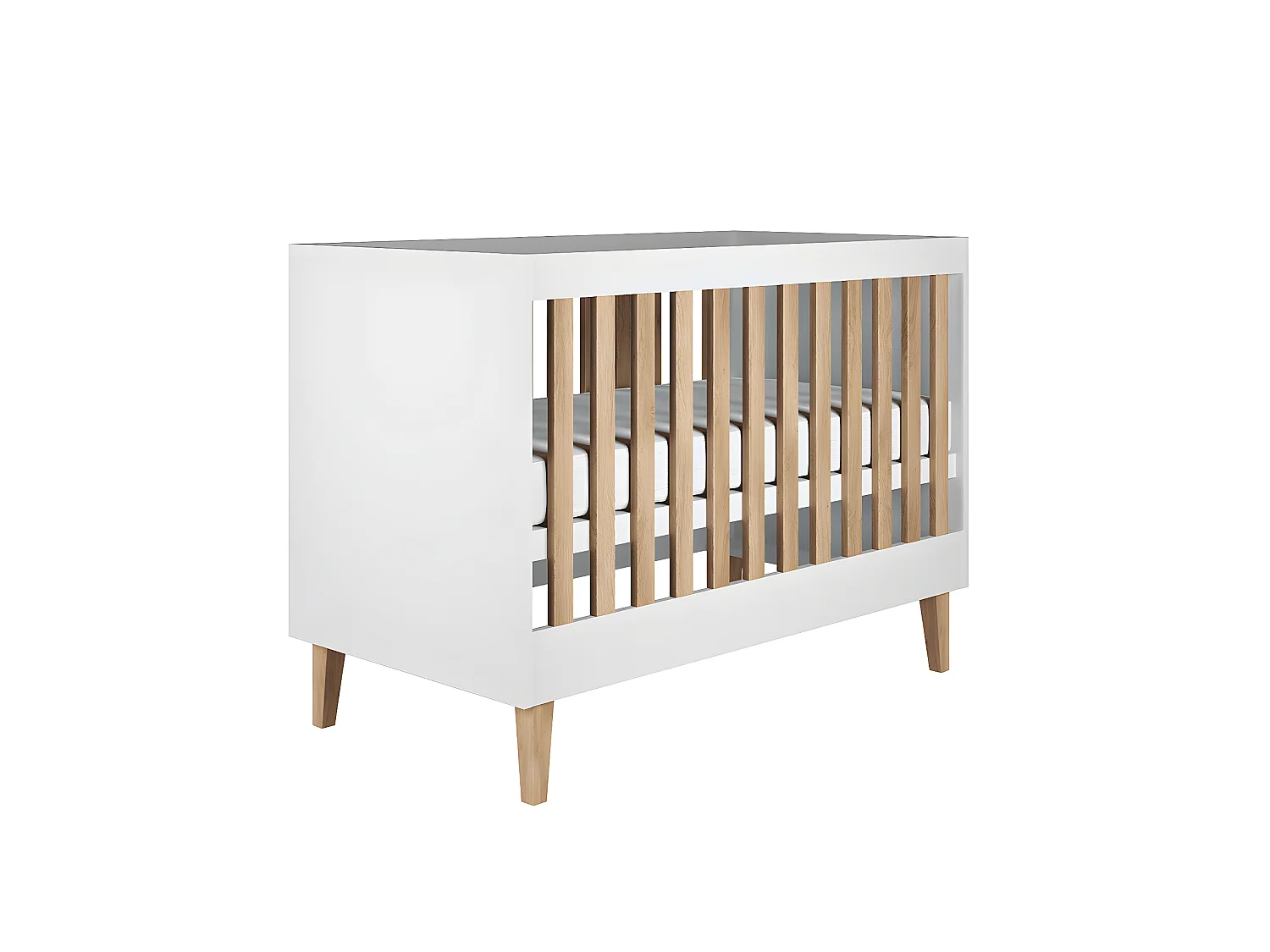 Lit bébé 60x120 et commode Kubi - Blanc