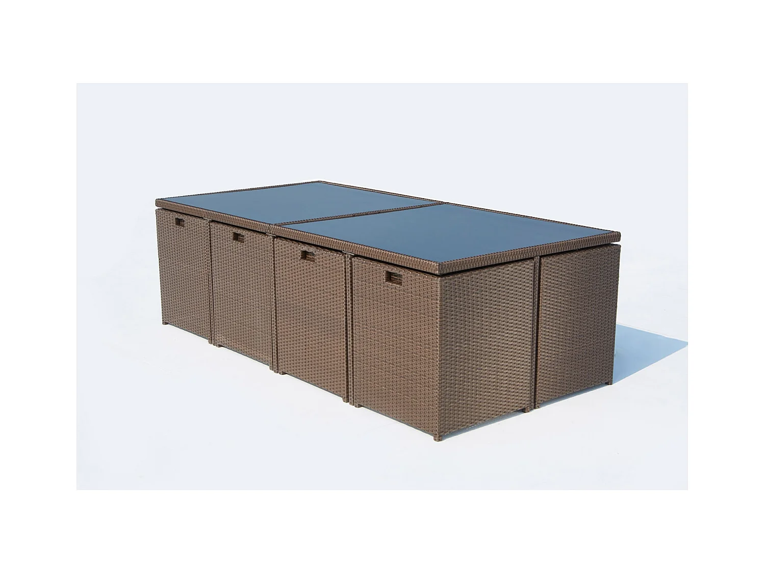 Salotto da giardino a incasso 12 posti resina intrecciata castagna/bianco MONACO