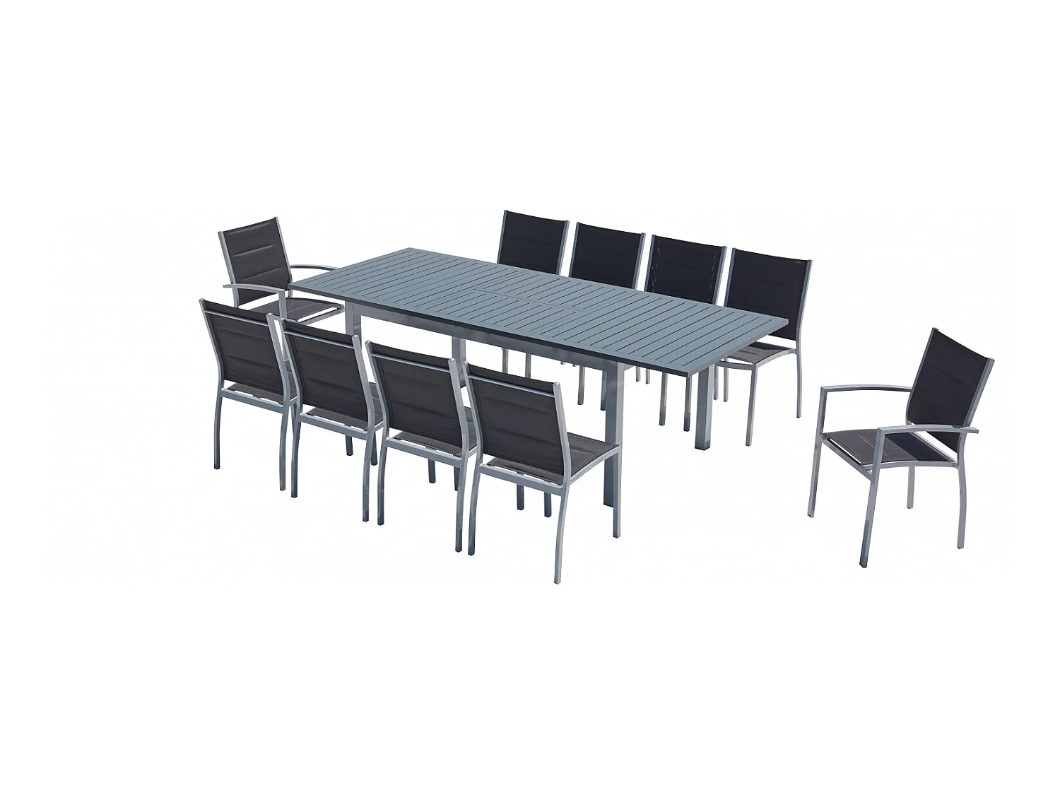 Tavolo da giardino allungabile in alluminio + 10 sedie grigio AREZZO