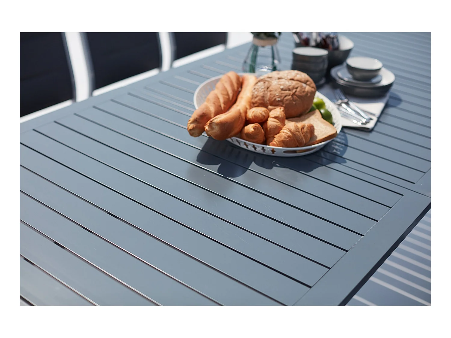 Tavolo da giardino allungabile in alluminio + 10 sedie grigio AREZZO