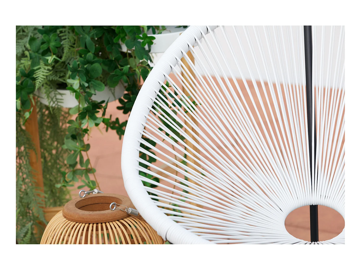 Juego de 2 sillones huevo + mesa de centro blanco ACAPULCO