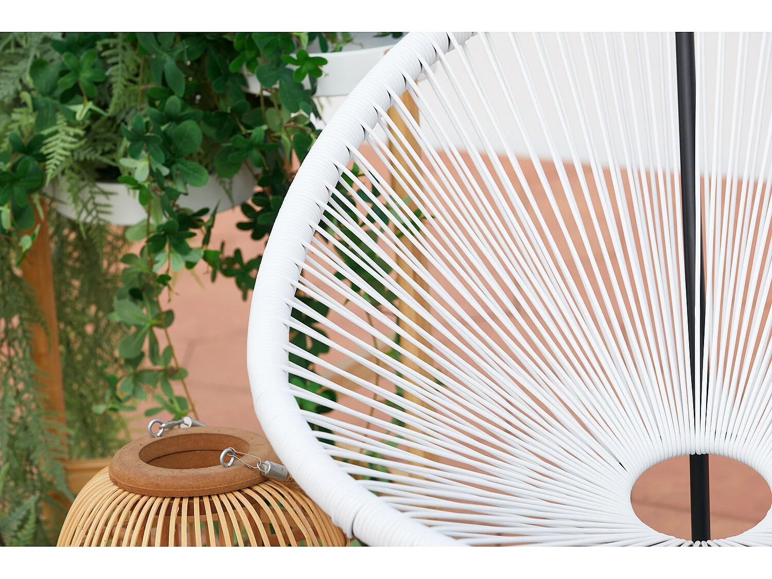 Loungeset 2 Ei-vormige Fauteuils + Lage Tafel Wit Mexicaans Design ACAPULCO Retro van Epoxy Gecoat Staal