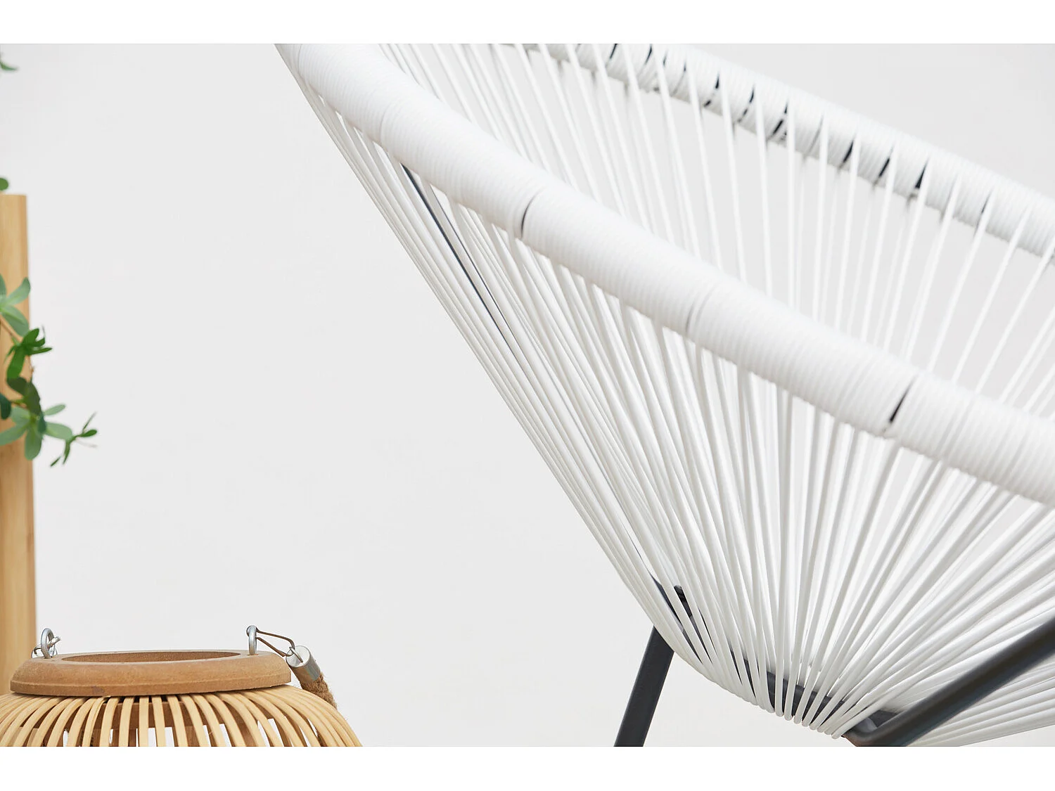 Loungeset 2 Ei-vormige Fauteuils + Lage Tafel Wit Mexicaans Design ACAPULCO Retro van Epoxy Gecoat Staal