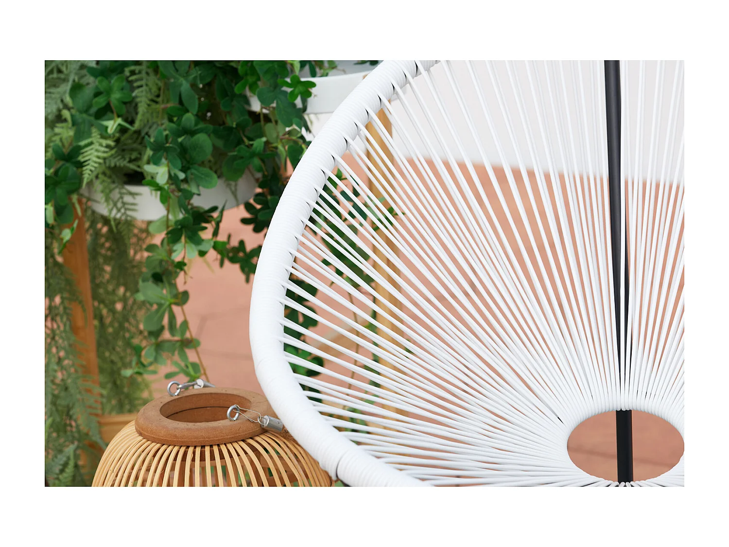 Loungeset 2 Ei-vormige Fauteuils + Lage Tafel Wit Mexicaans Design ACAPULCO Retro van Epoxy Gecoat Staal