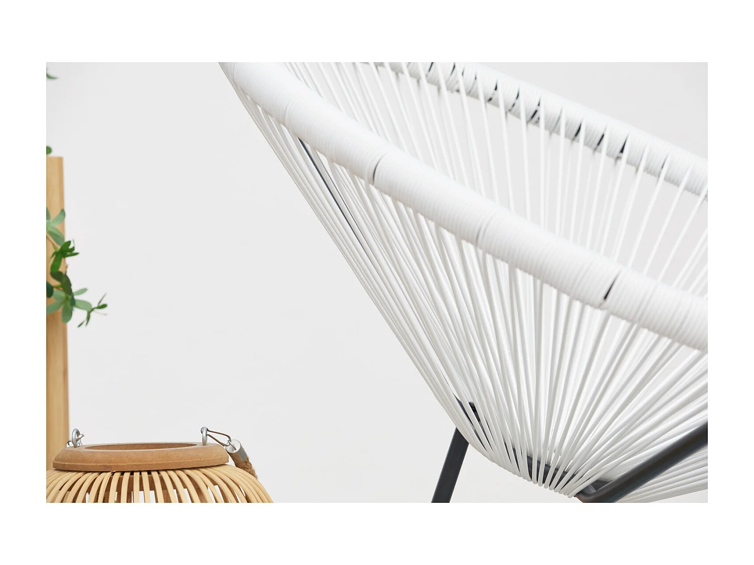 Loungeset 2 Ei-vormige Fauteuils + Lage Tafel Wit Mexicaans Design ACAPULCO Retro van Epoxy Gecoat Staal