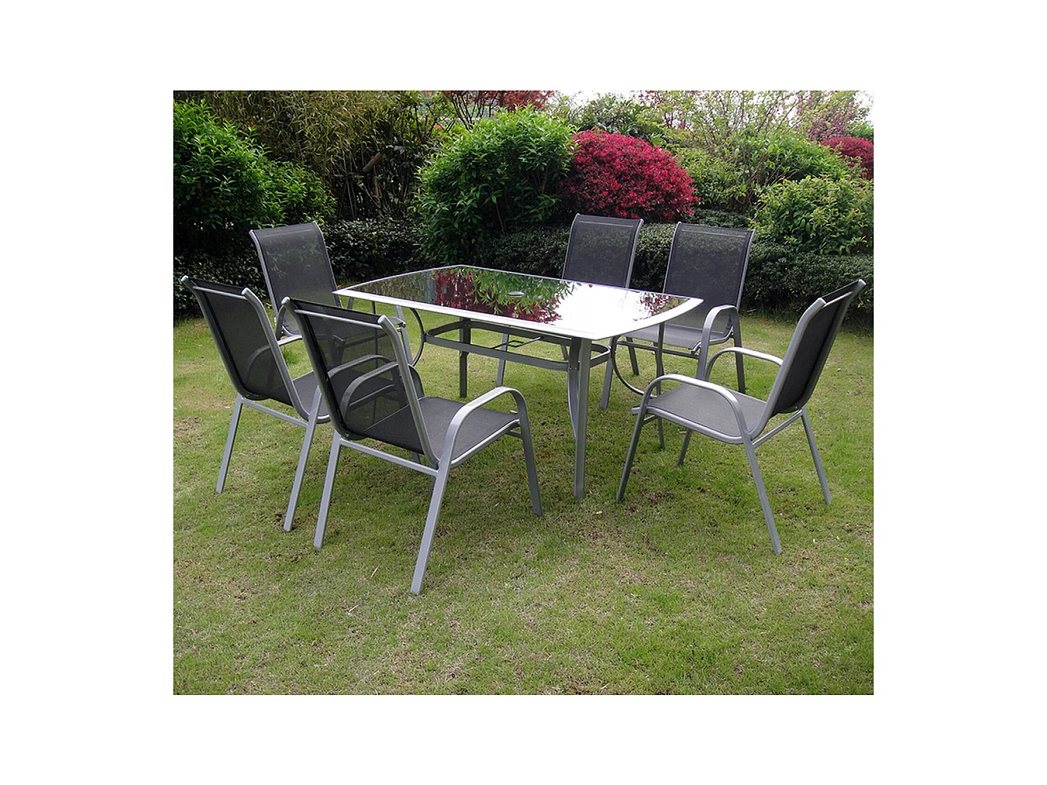 Salotto da giardino in alluminio + 6 sedie in acciaio ALASSIO