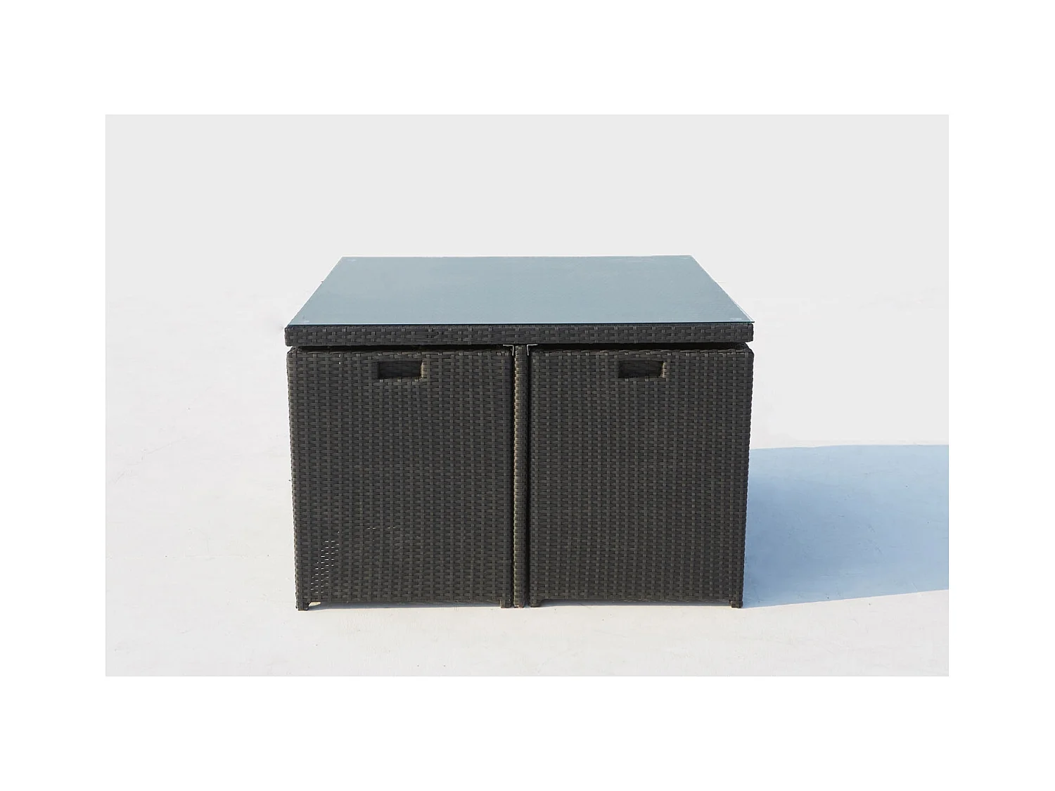 Salotto da giardino a incasso 8 posti resina intrecciata bianco/nero MONACO