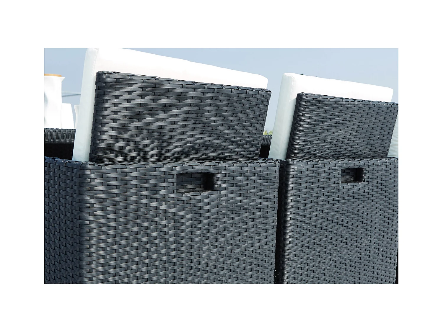 Salotto da giardino a incasso 8 posti resina intrecciata bianco/nero MONACO