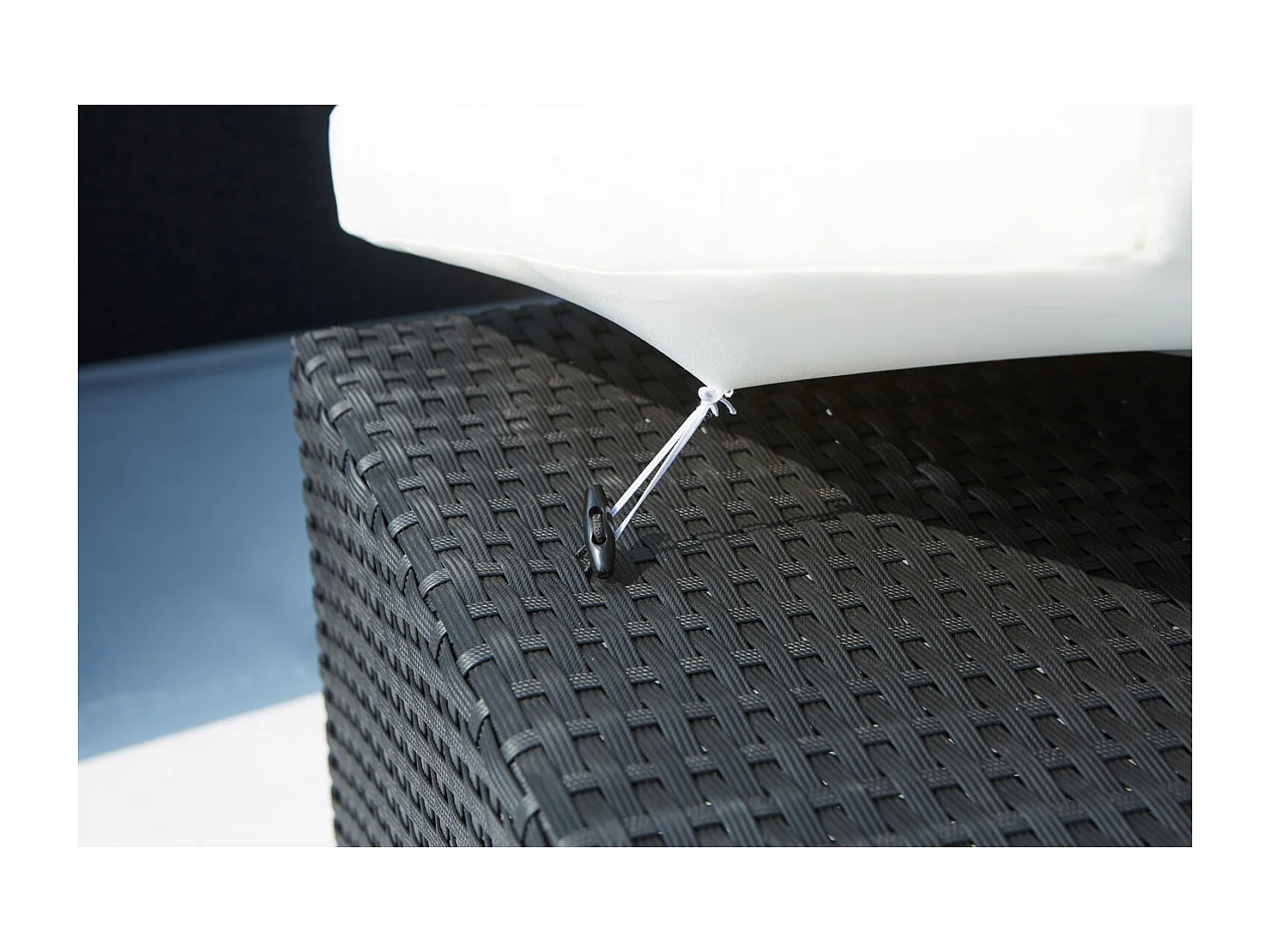 Salotto da giardino a incasso 8 posti resina intrecciata bianco/nero MONACO