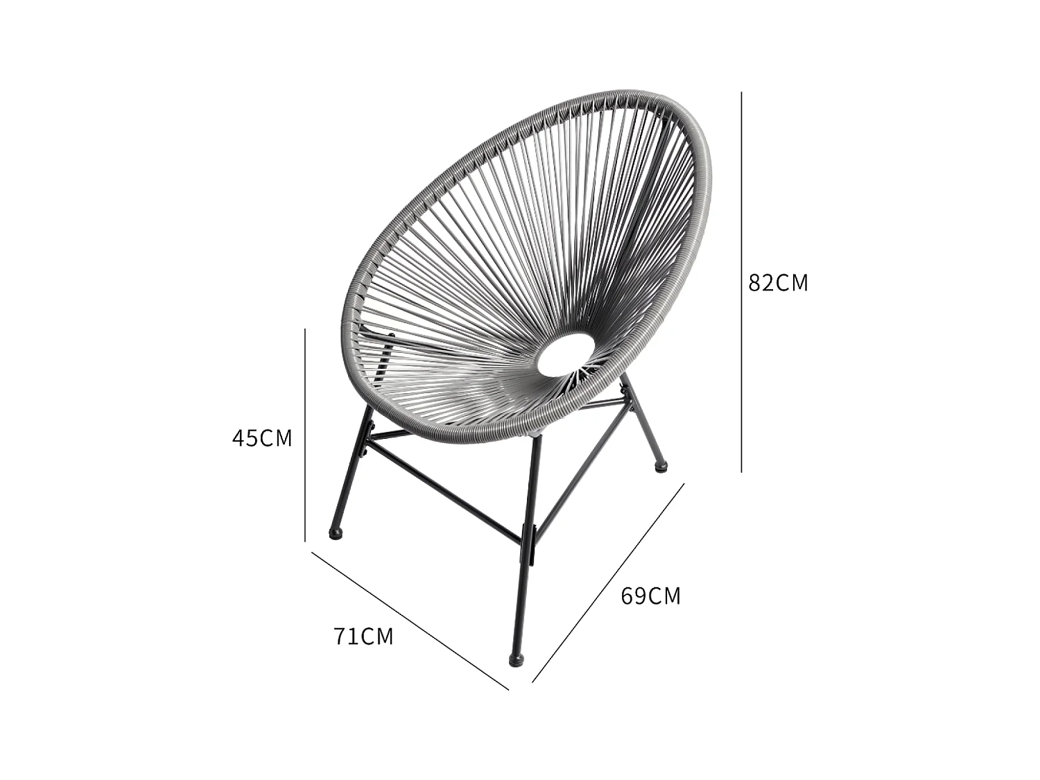 Gartenmöbel, 2 runde Sessel und grauer Couchtisch ACAPULCO