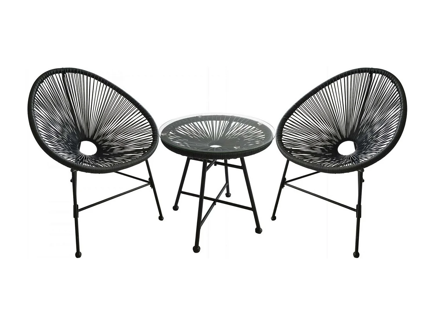 Juego de 2 sillones huevo + mesa de centro gris ACAPULCO