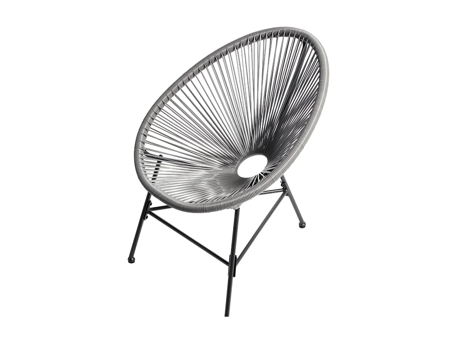 Juego de 2 sillones huevo + mesa de centro gris ACAPULCO