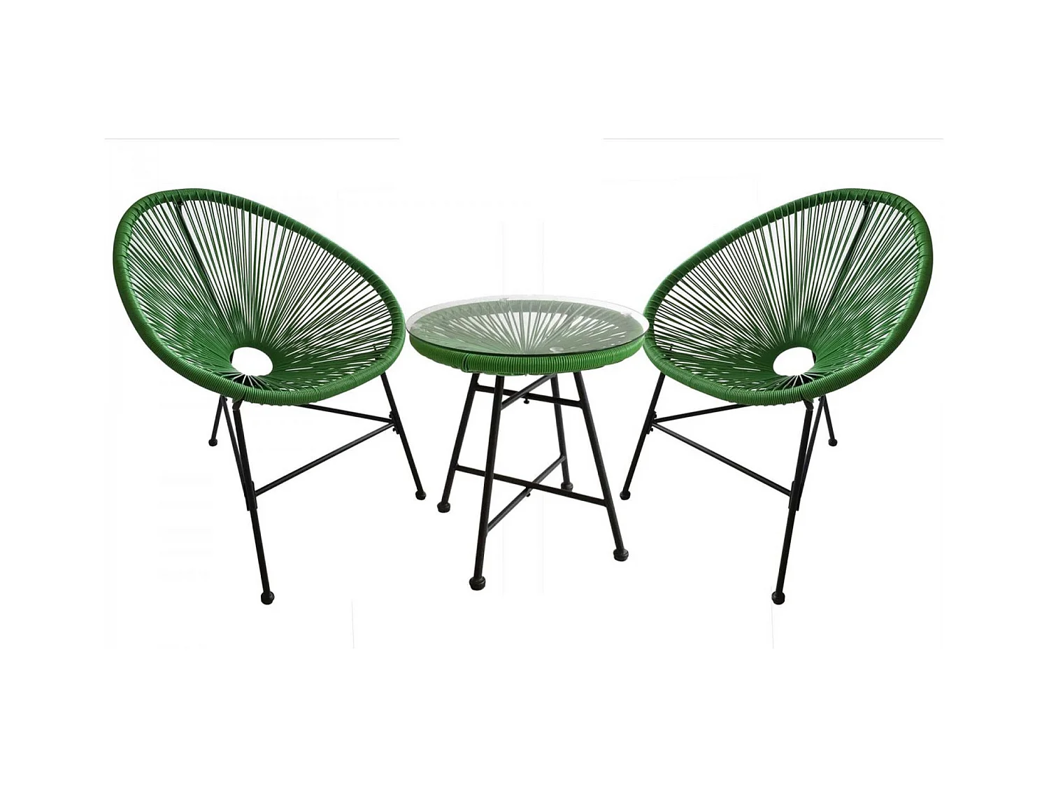 Juego de 2 sillones huevo + mesa de centro verde ACAPULCO