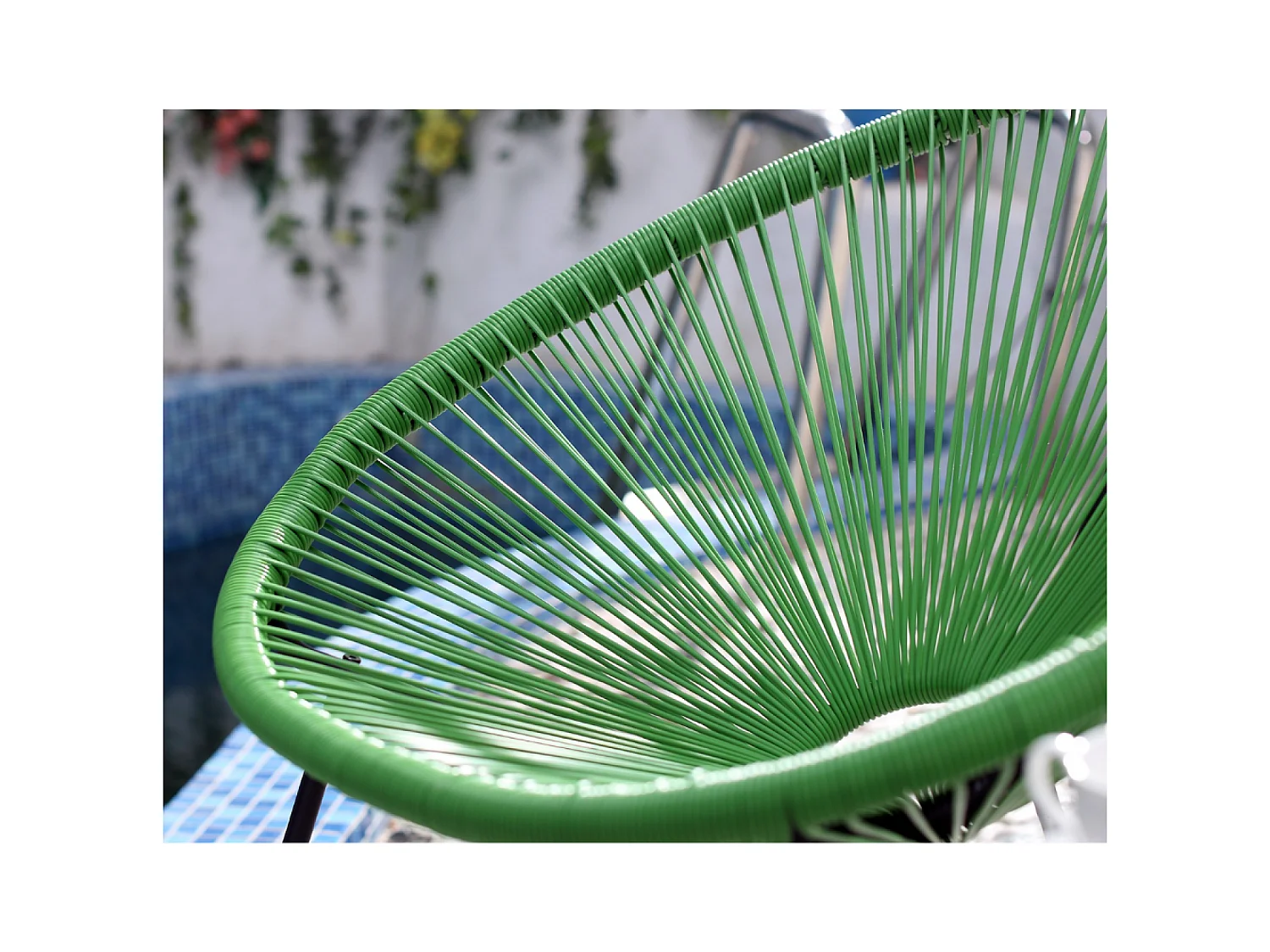 Juego de 2 sillones huevo + mesa de centro verde ACAPULCO