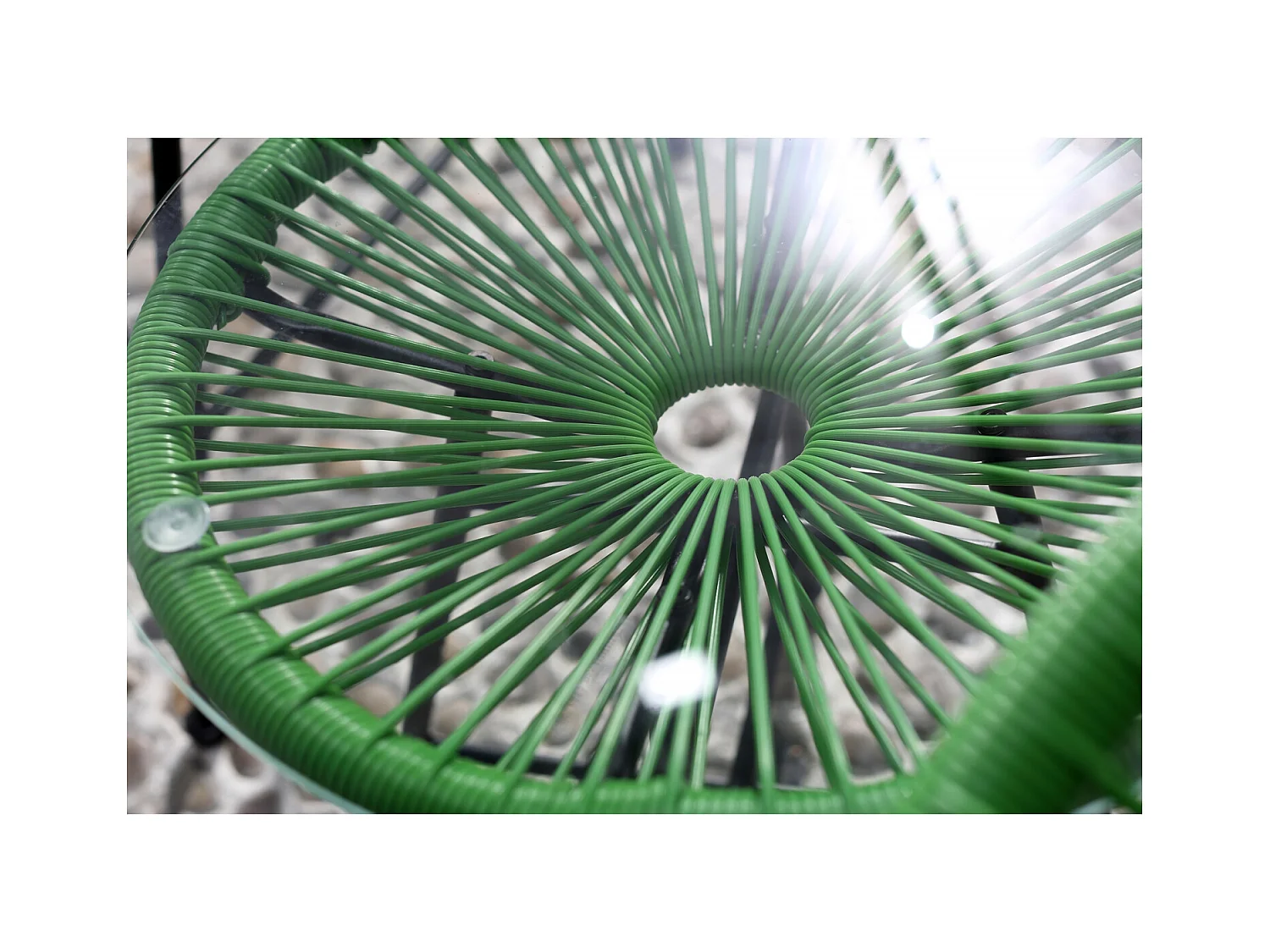 Juego de 2 sillones huevo + mesa de centro verde ACAPULCO