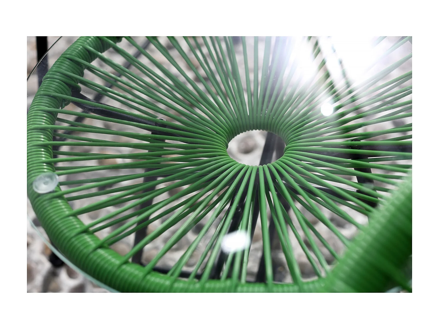 Salon de jardin 2 fauteuils ronds et table basse vert ACAPULCO