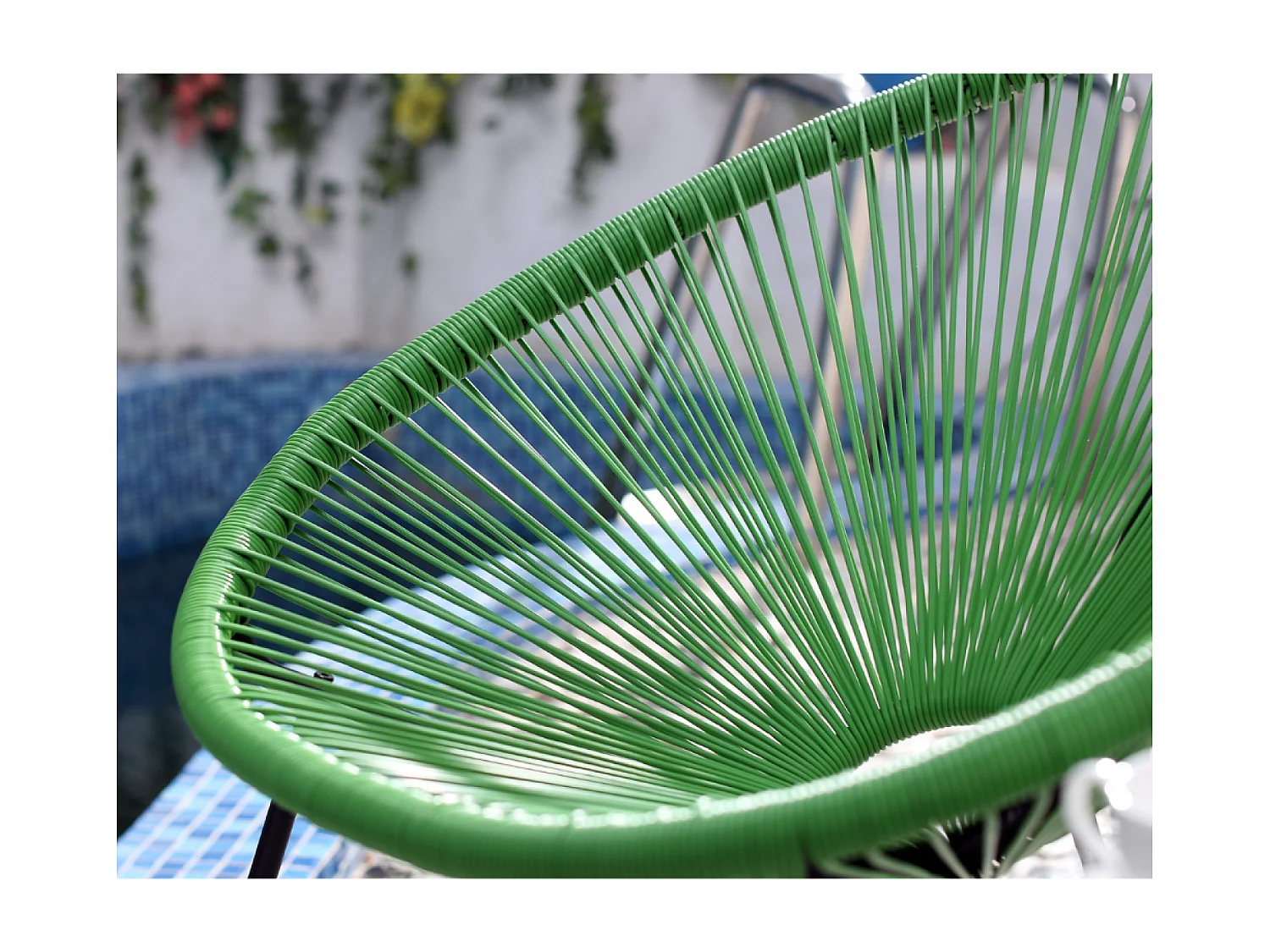 Juego de 2 sillones huevo + mesa de centro verde ACAPULCO