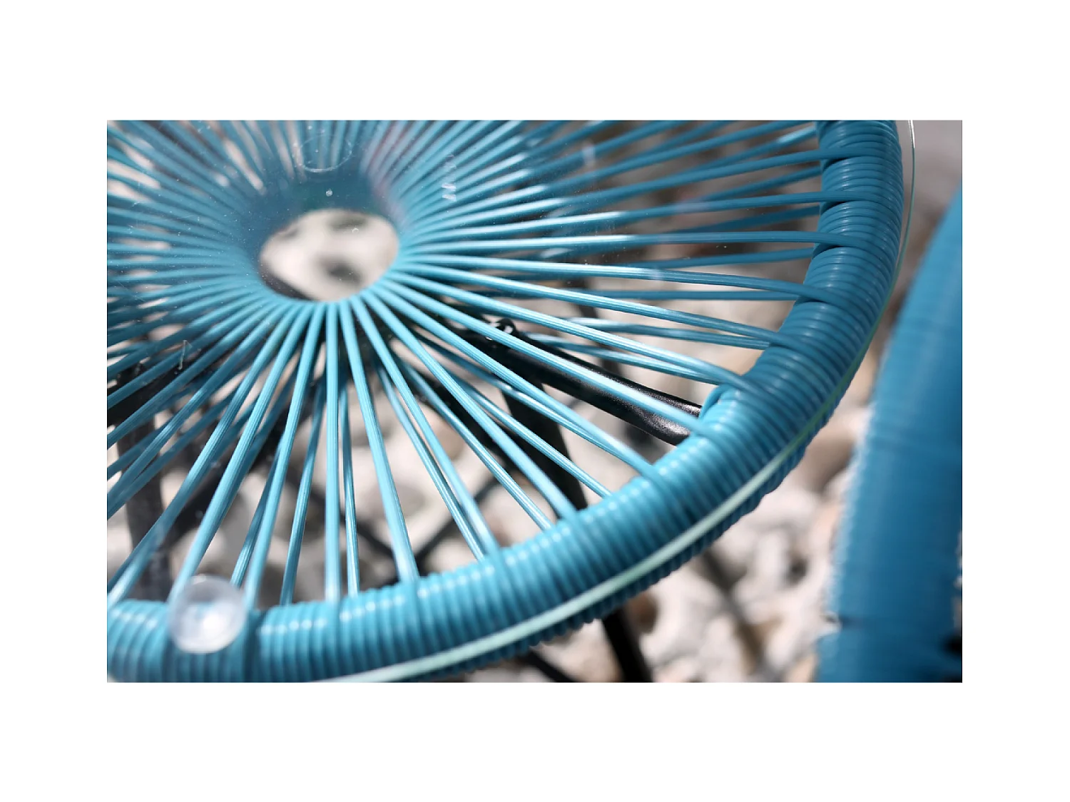 Set di 2 poltrone a forma di uovo + tavolino blu ACAPULCO