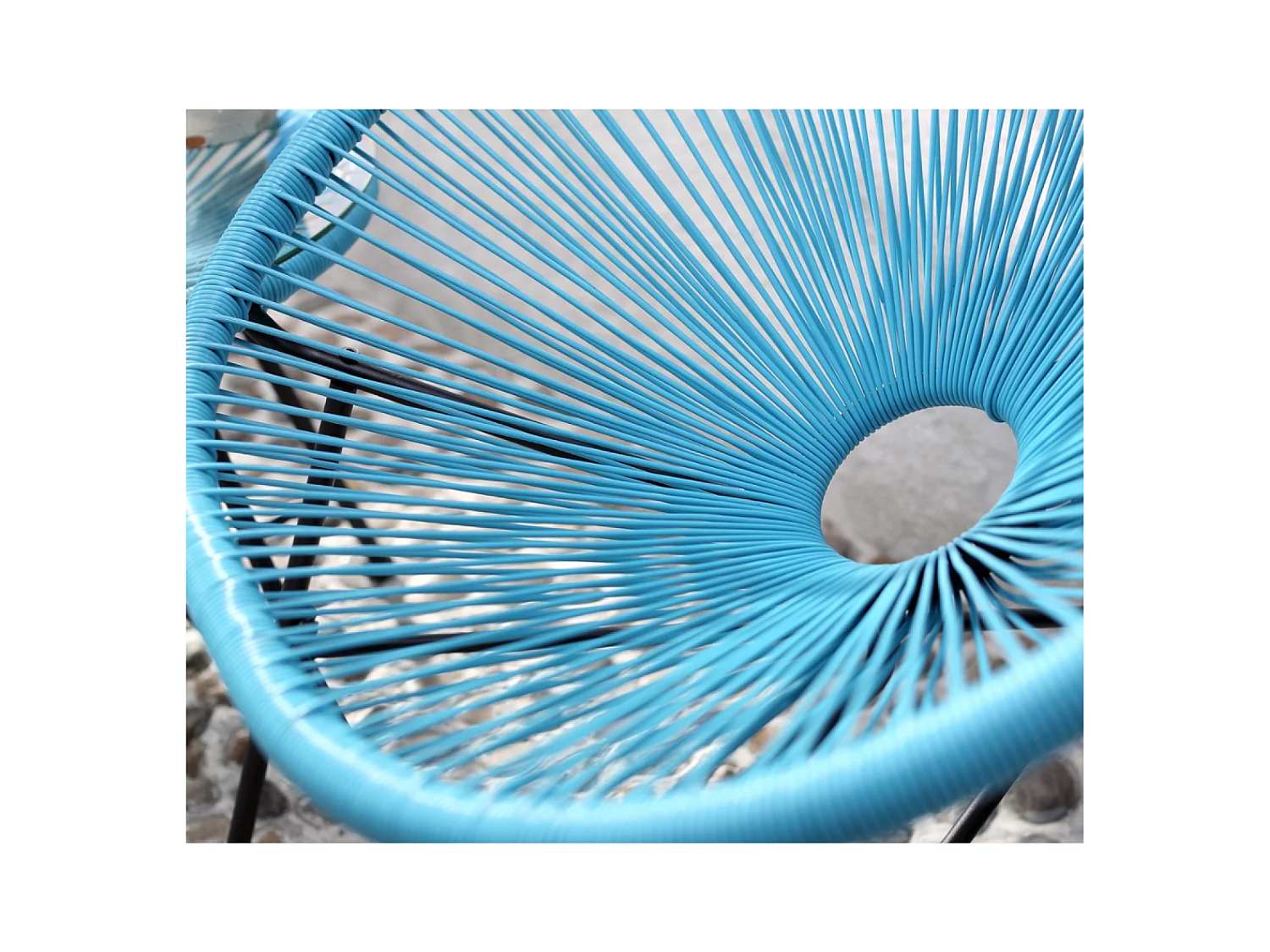 Set di 2 poltrone a forma di uovo + tavolino blu ACAPULCO