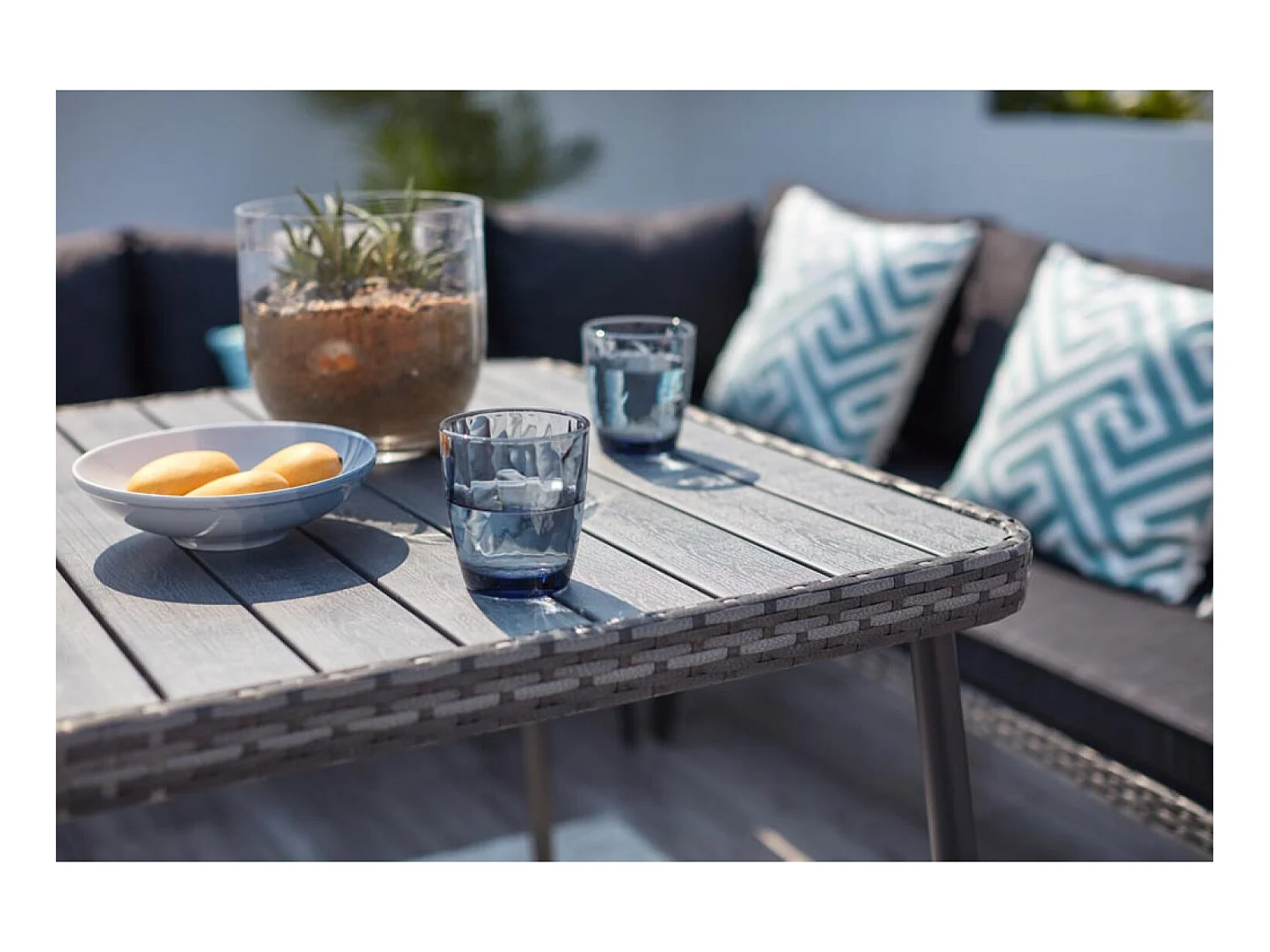 9-Sitzer Gartenmöbelset aus grauem Harz BARACOA