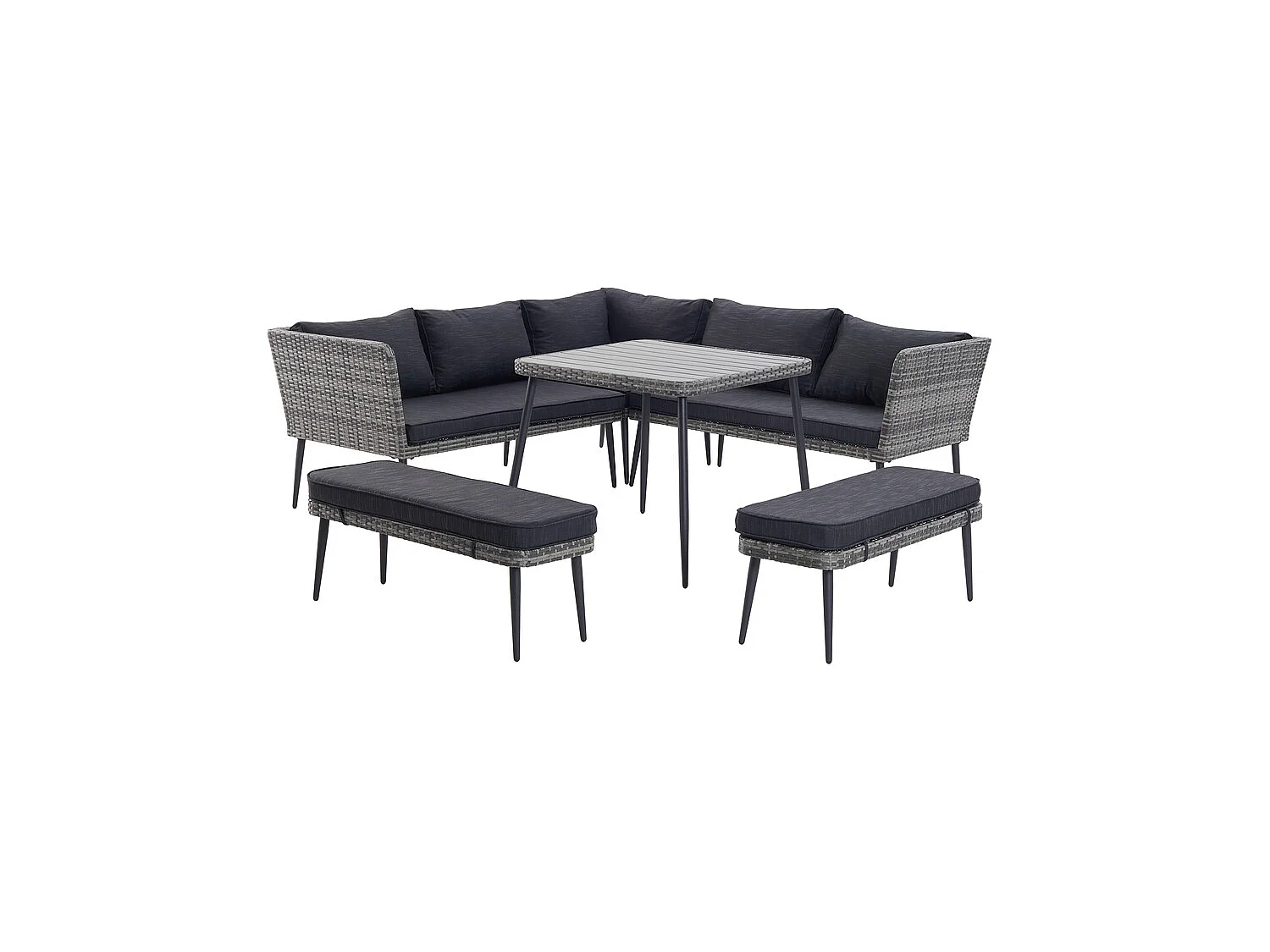 Loungeset voor 9 personen van grijze hars BARACOA