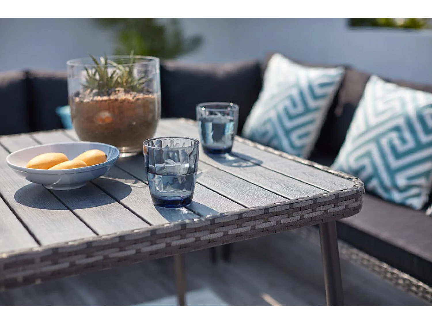 Loungeset voor 9 personen van grijze hars BARACOA