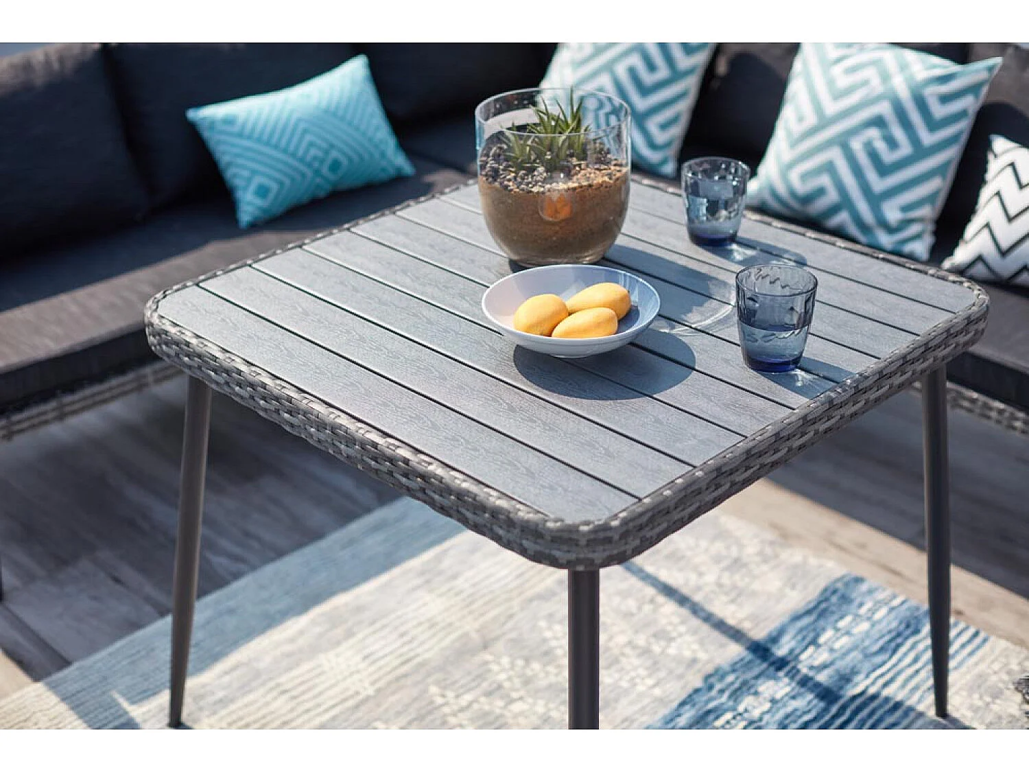 Loungeset voor 9 personen van grijze hars BARACOA