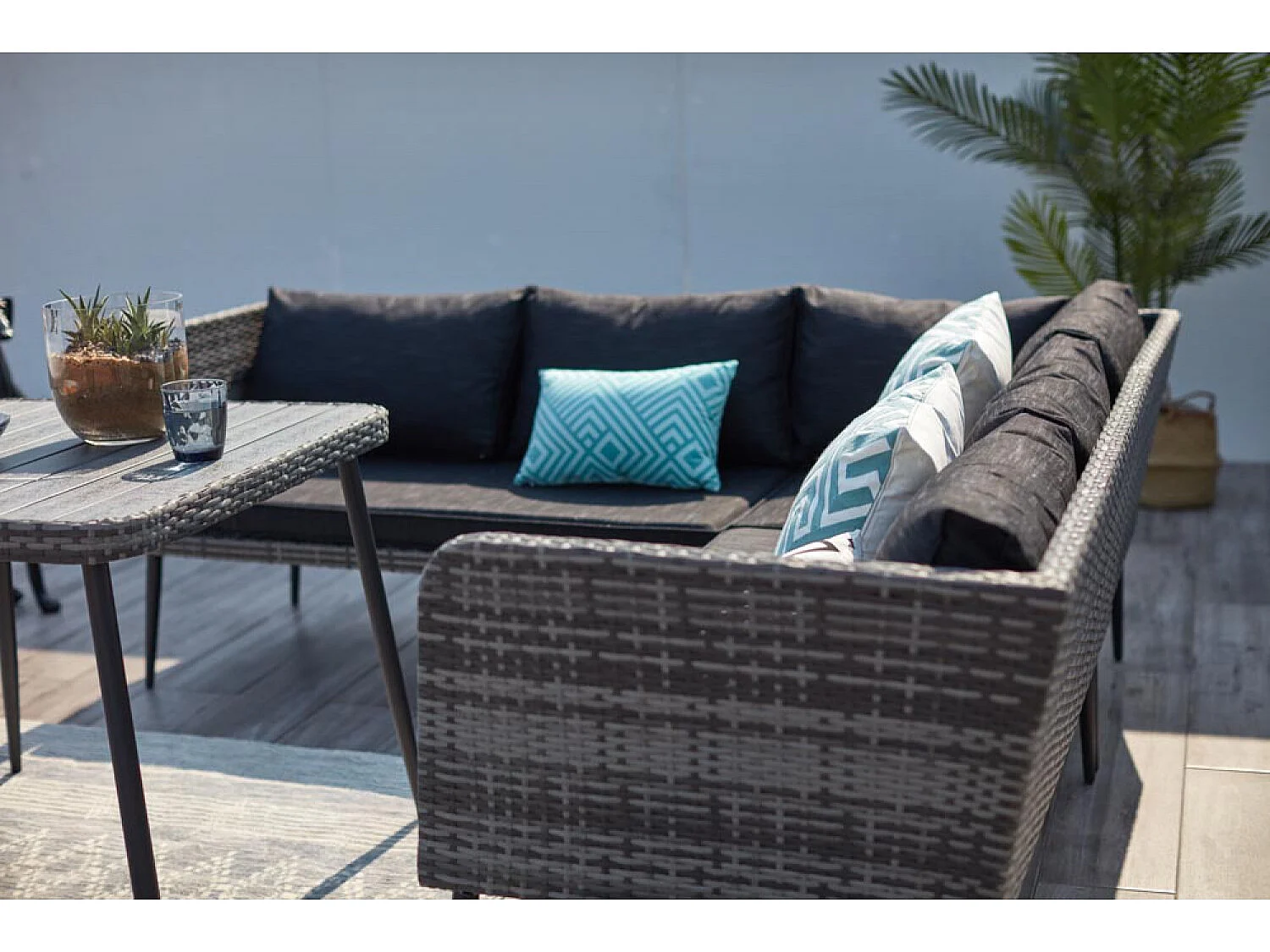 Loungeset voor 9 personen van grijze hars BARACOA