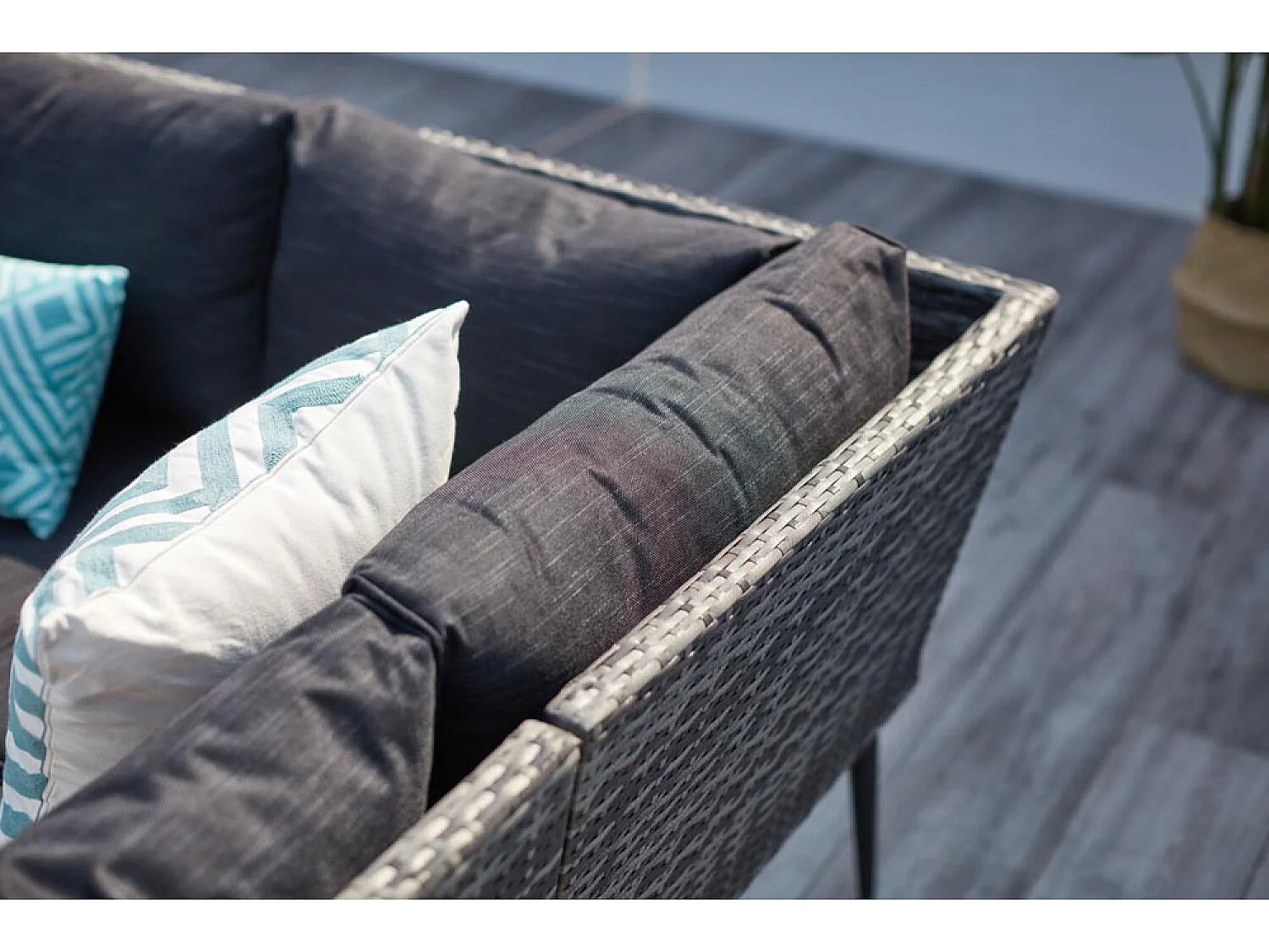 Loungeset voor 9 personen van grijze hars BARACOA