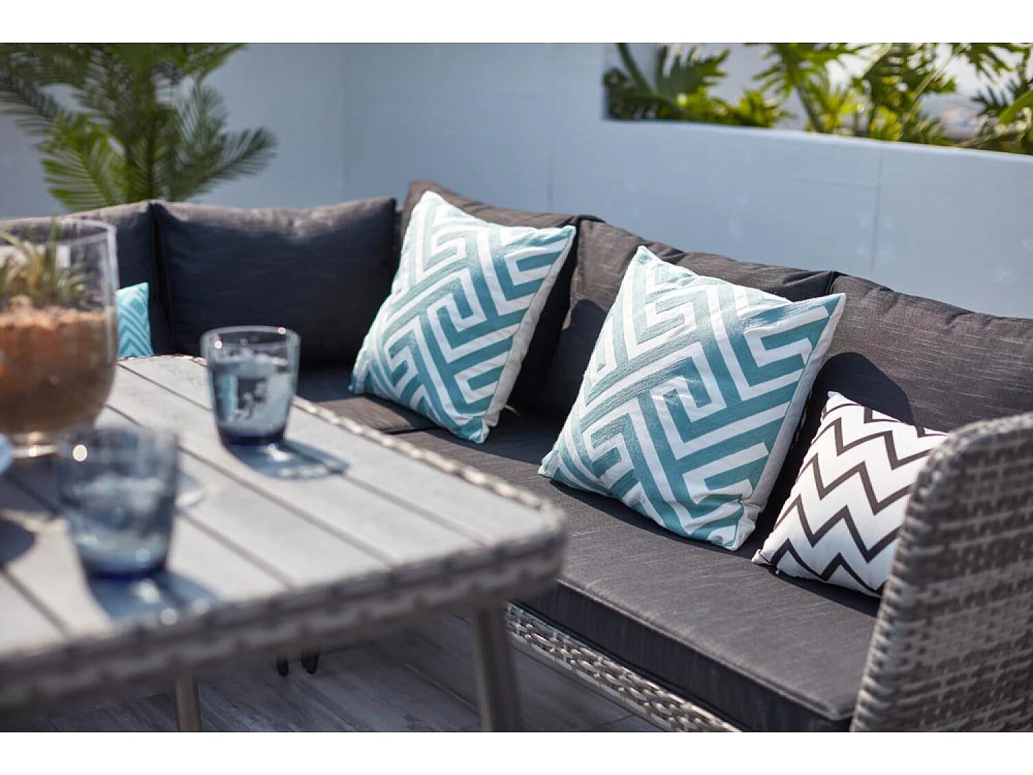 Loungeset voor 9 personen van grijze hars BARACOA