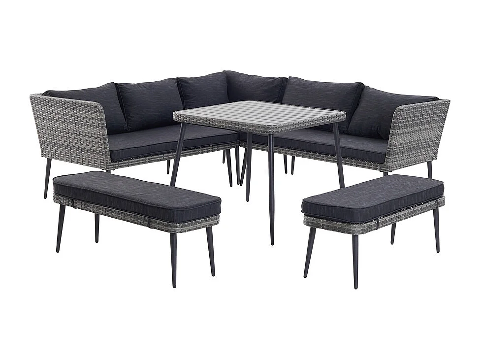 Loungeset voor 9 personen van grijze hars BARACOA