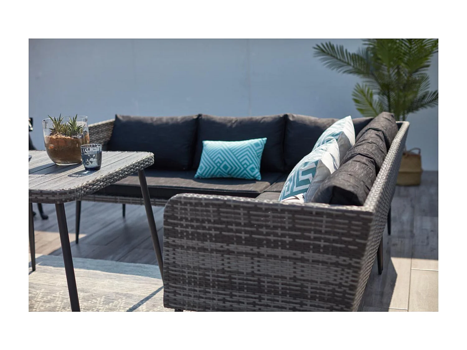 Loungeset voor 9 personen van grijze hars BARACOA