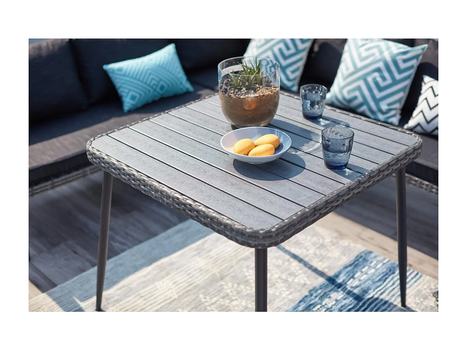 Loungeset voor 9 personen van grijze hars BARACOA