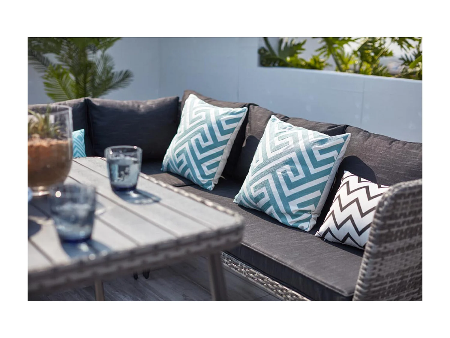 Loungeset voor 9 personen van grijze hars BARACOA