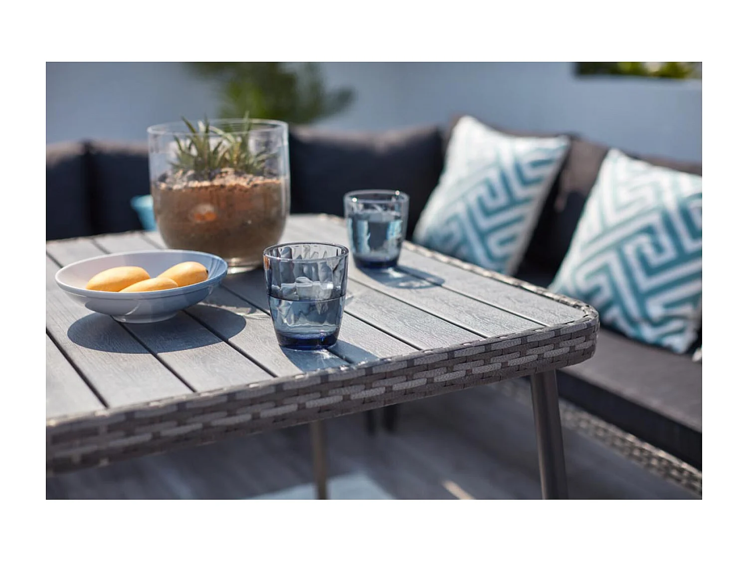 Salon de jardin 9 places en résine gris BARACOA