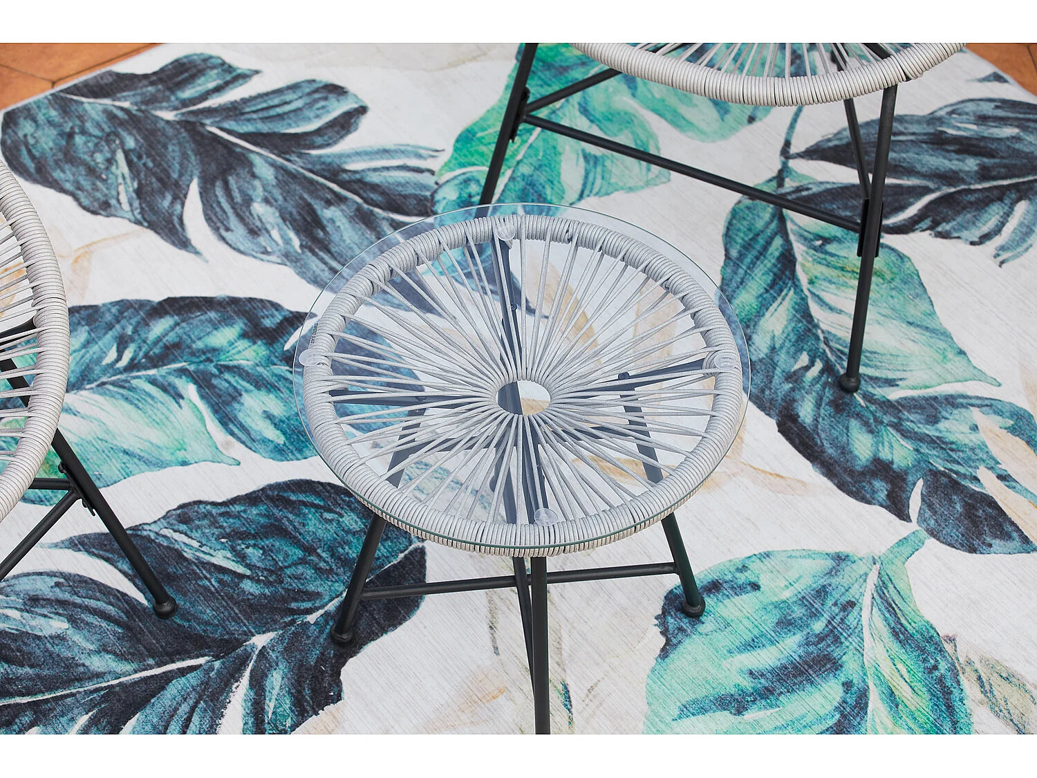 Tuinset 2 eierstoelen + lage tafel lichtgrijs ACAPULCO