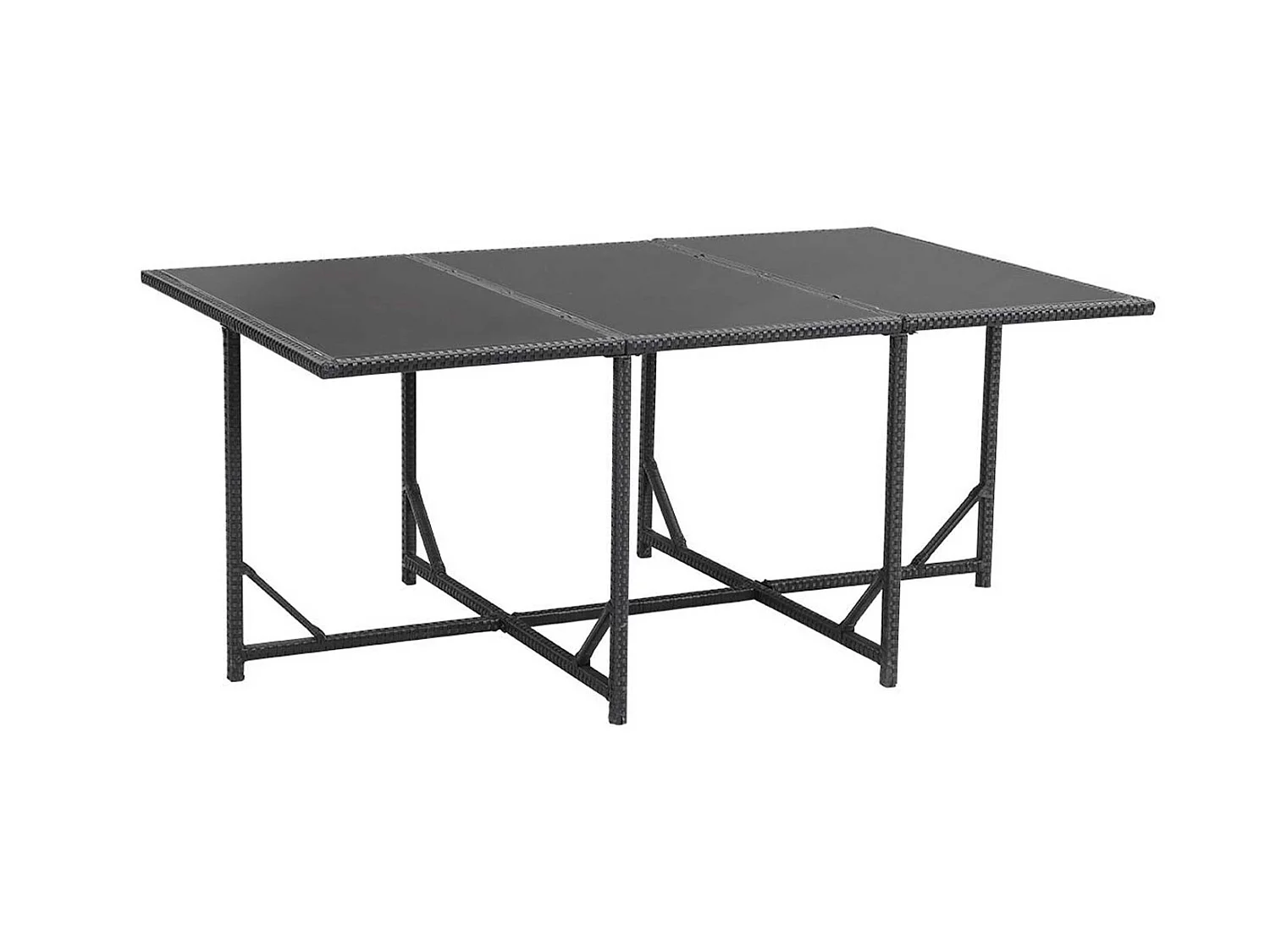 Table et chaises 10 places en résine tressée noir et gris FLORIDA