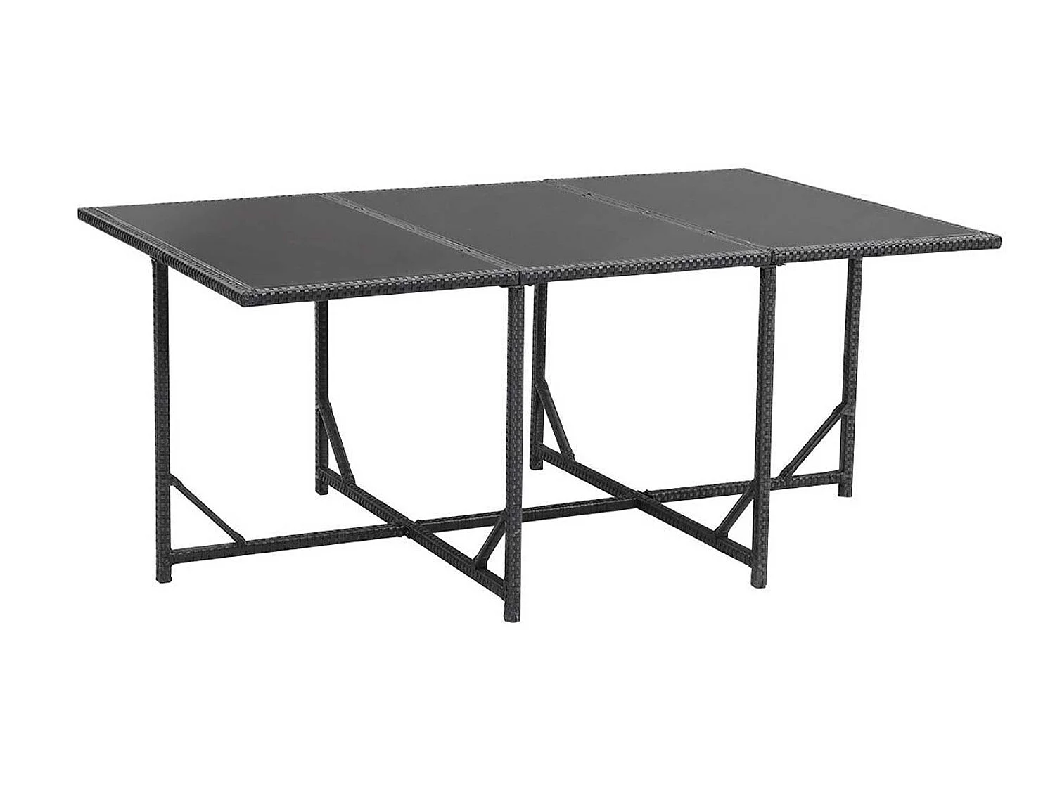 Table et chaises 10 places en résine tressée noir et gris FLORIDA