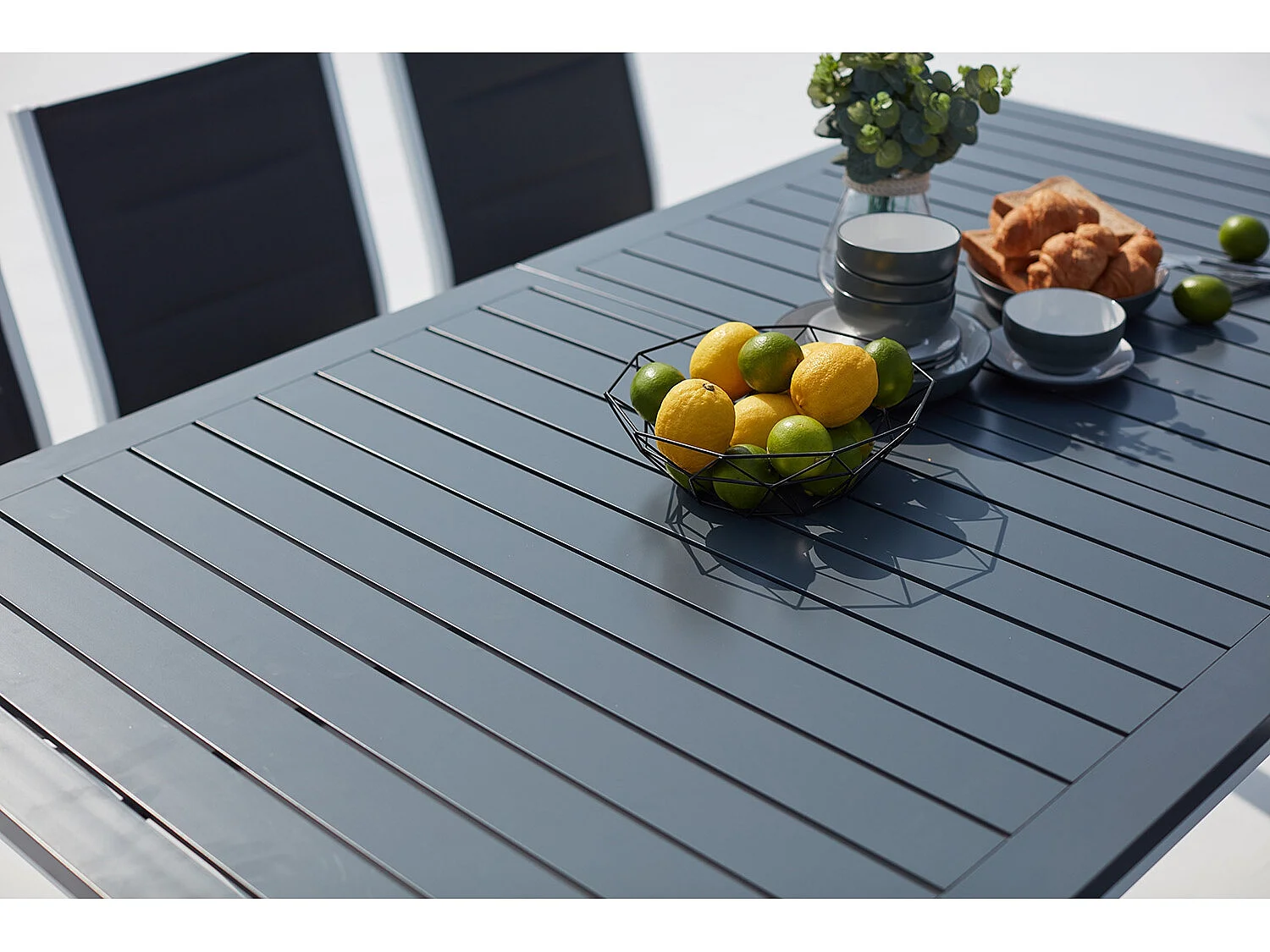 Tavolo da giardino allungabile alluminio + 10 sedie textilene bianco AREZZO