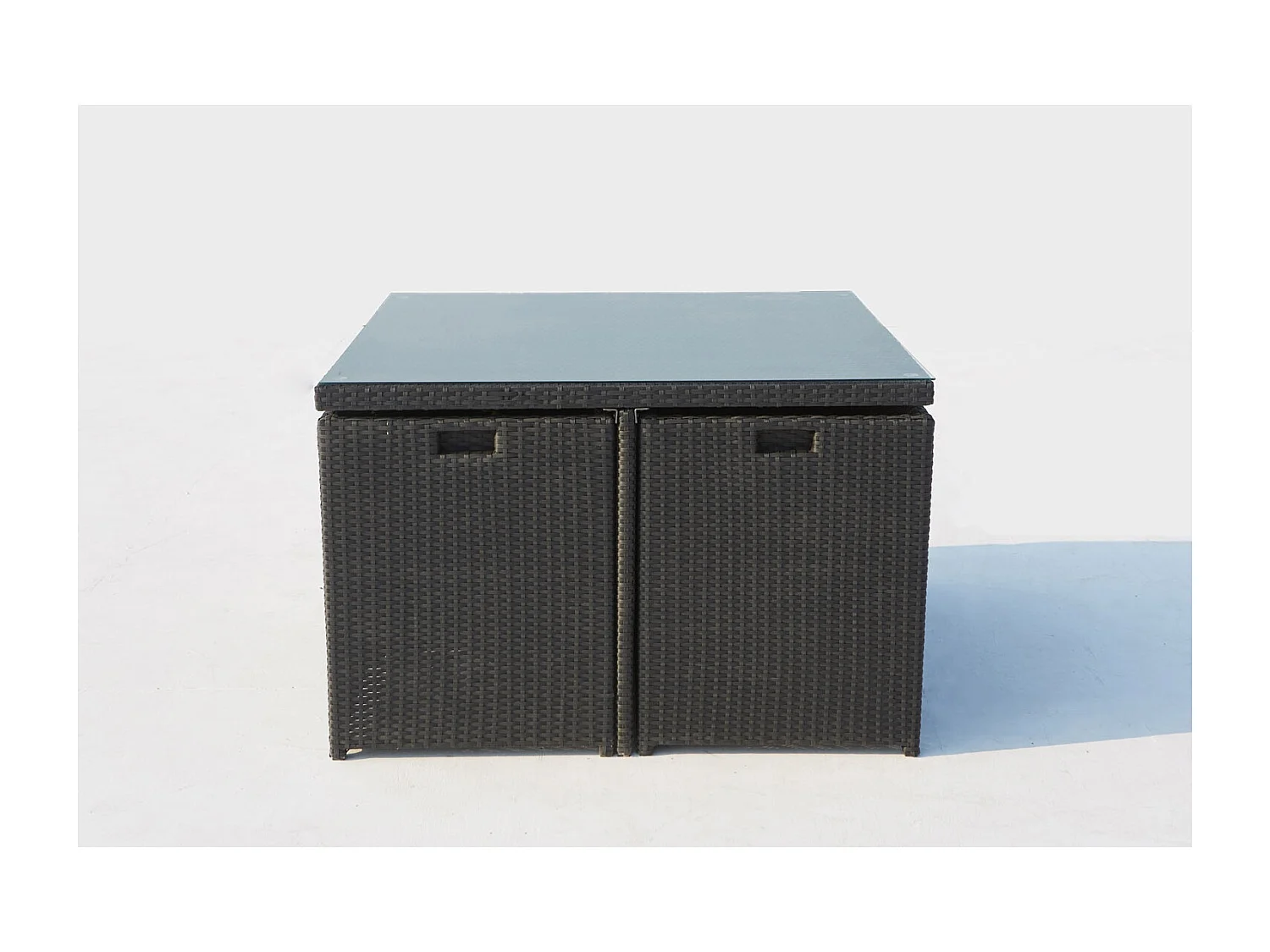 Gartenmöbel-Set aus schwarz-grauem Rattan Monaco 8 Plätze - Minimalistisches und praktisches Design