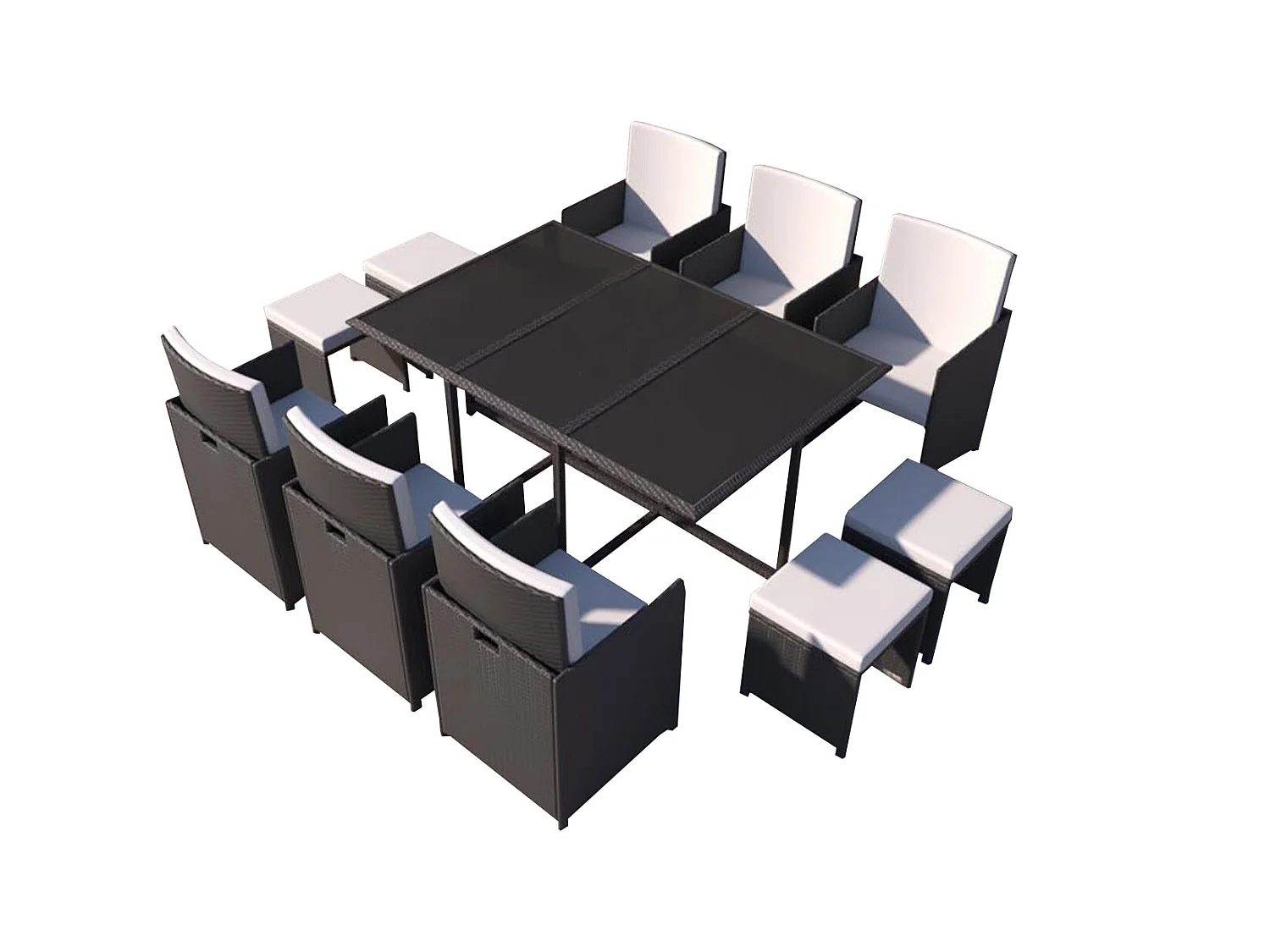 Salotto da giardino 10 posti resina intrecciata nera e bianca FLORIDA