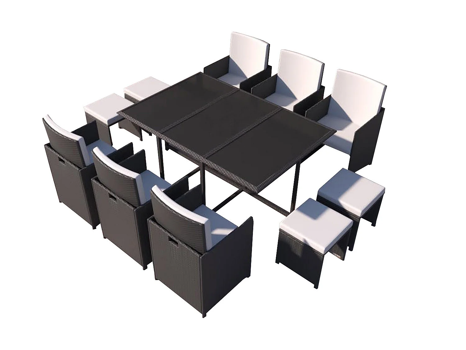 Loungeset voor 10 personen van zwart/wit gevlochten kunsthars FLORIDA