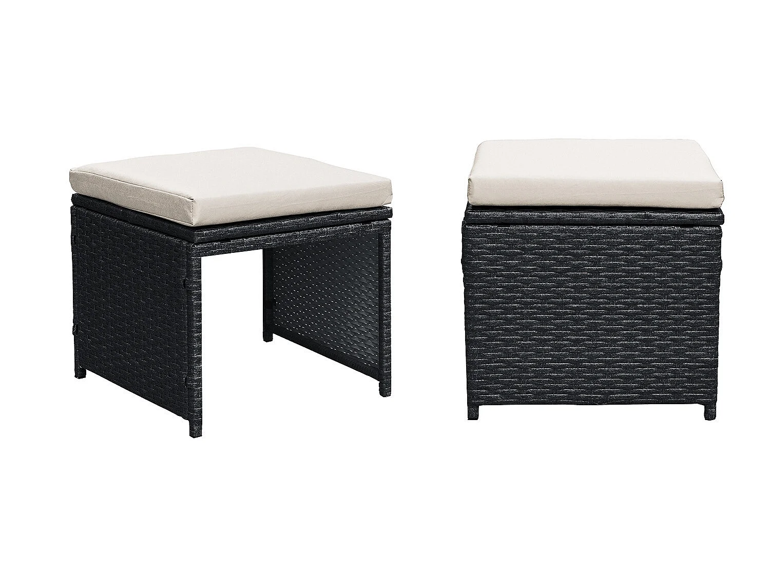 Loungeset voor 10 personen van zwart/wit gevlochten kunsthars FLORIDA