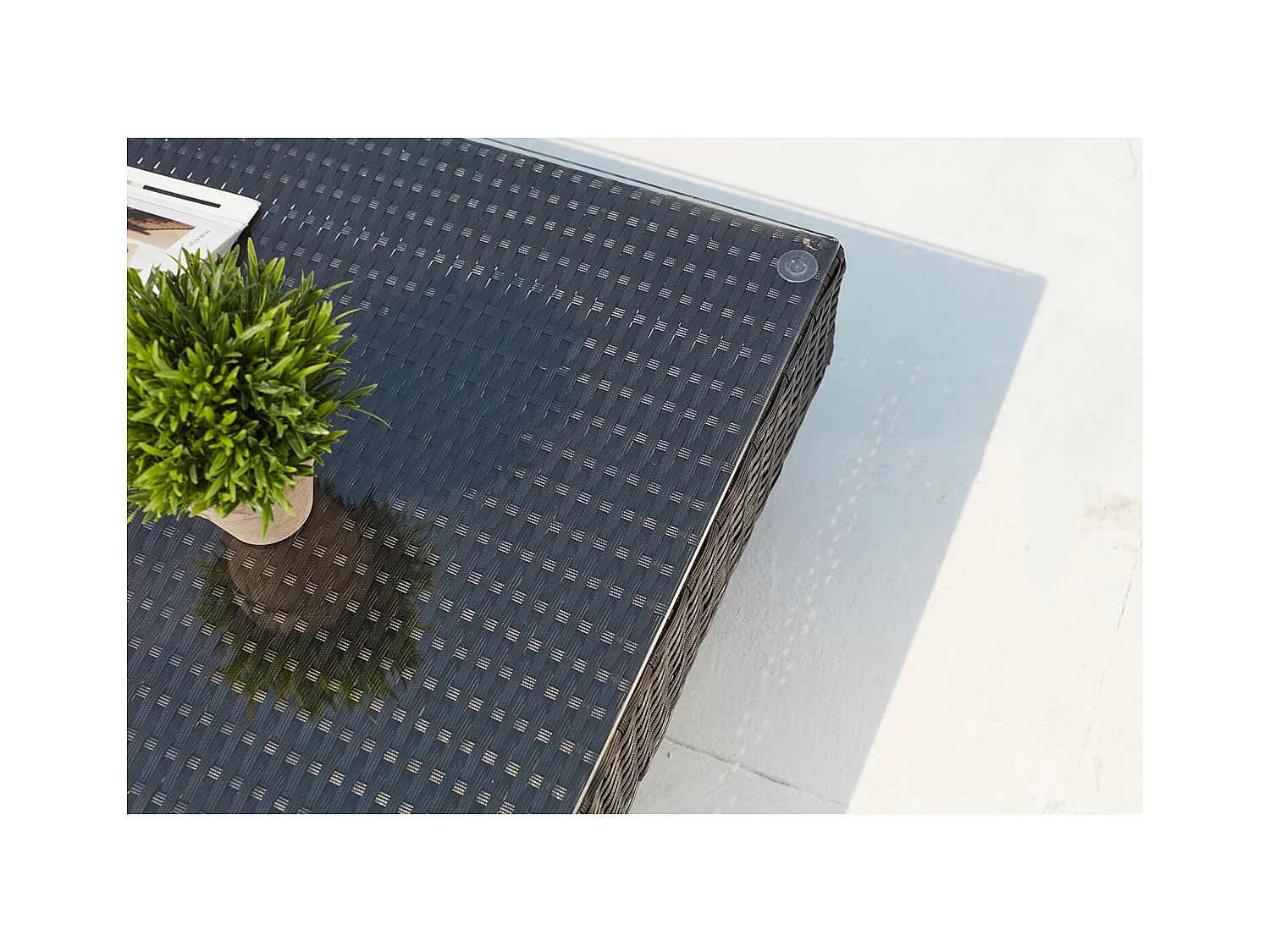 Salon de jardin d'angle 5 places en résine tressée gris AMORGOS