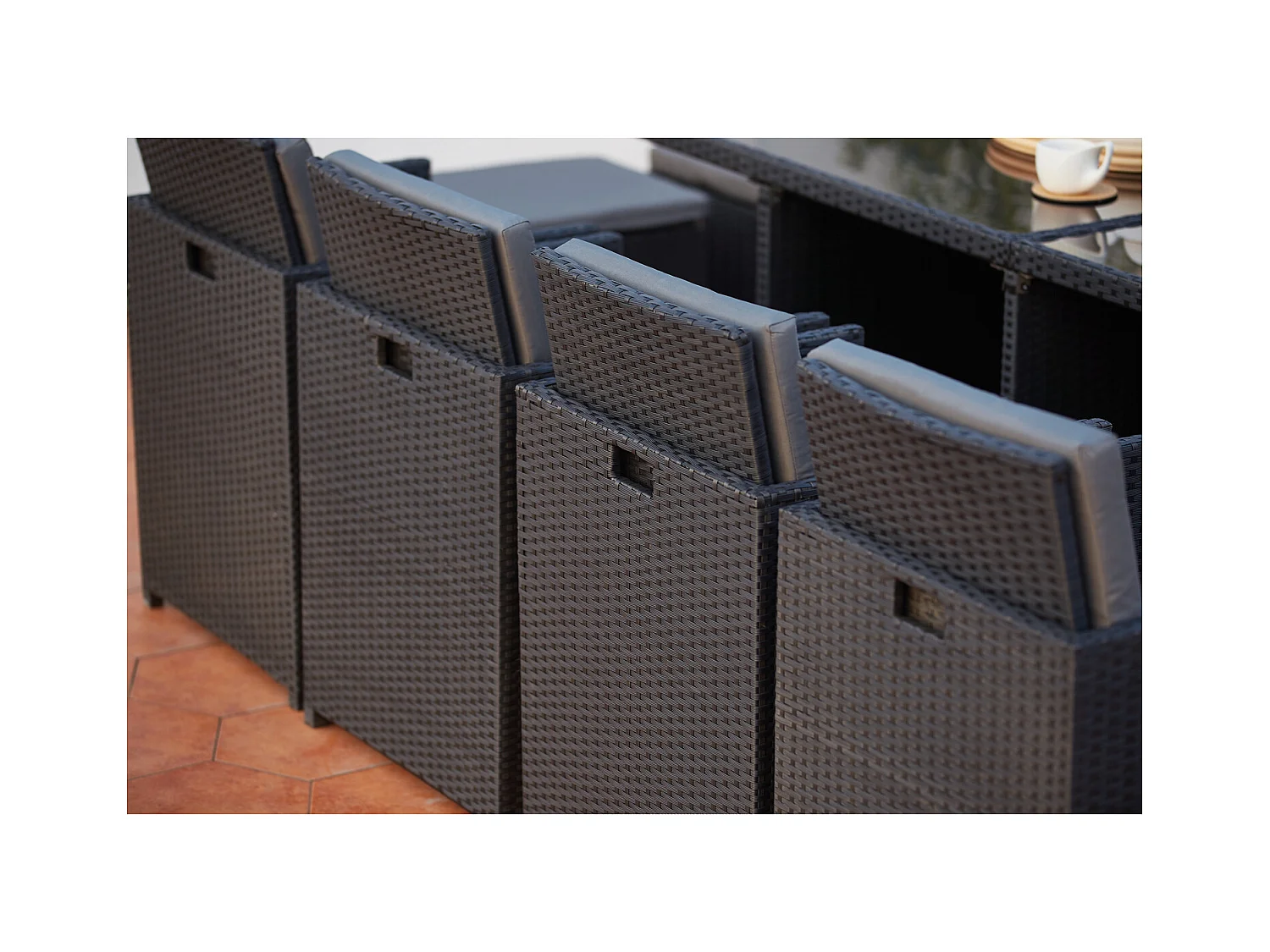 Gartenmöbelset 12 Plätze aus grauem und schwarzem Rattan MONACO