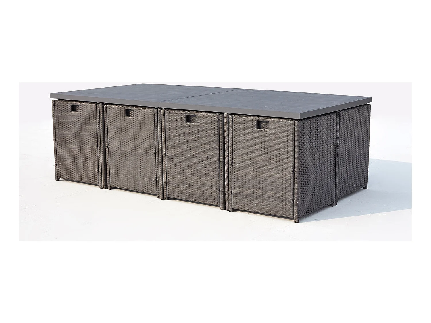 Salotto da giardino a incasso 12 posti resina intrecciata grigio/bianco SUNSET