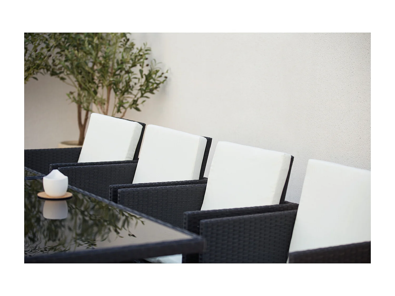 Salotto da giardino a incasso 12 posti resina intrecciata bianco/nero MONACO