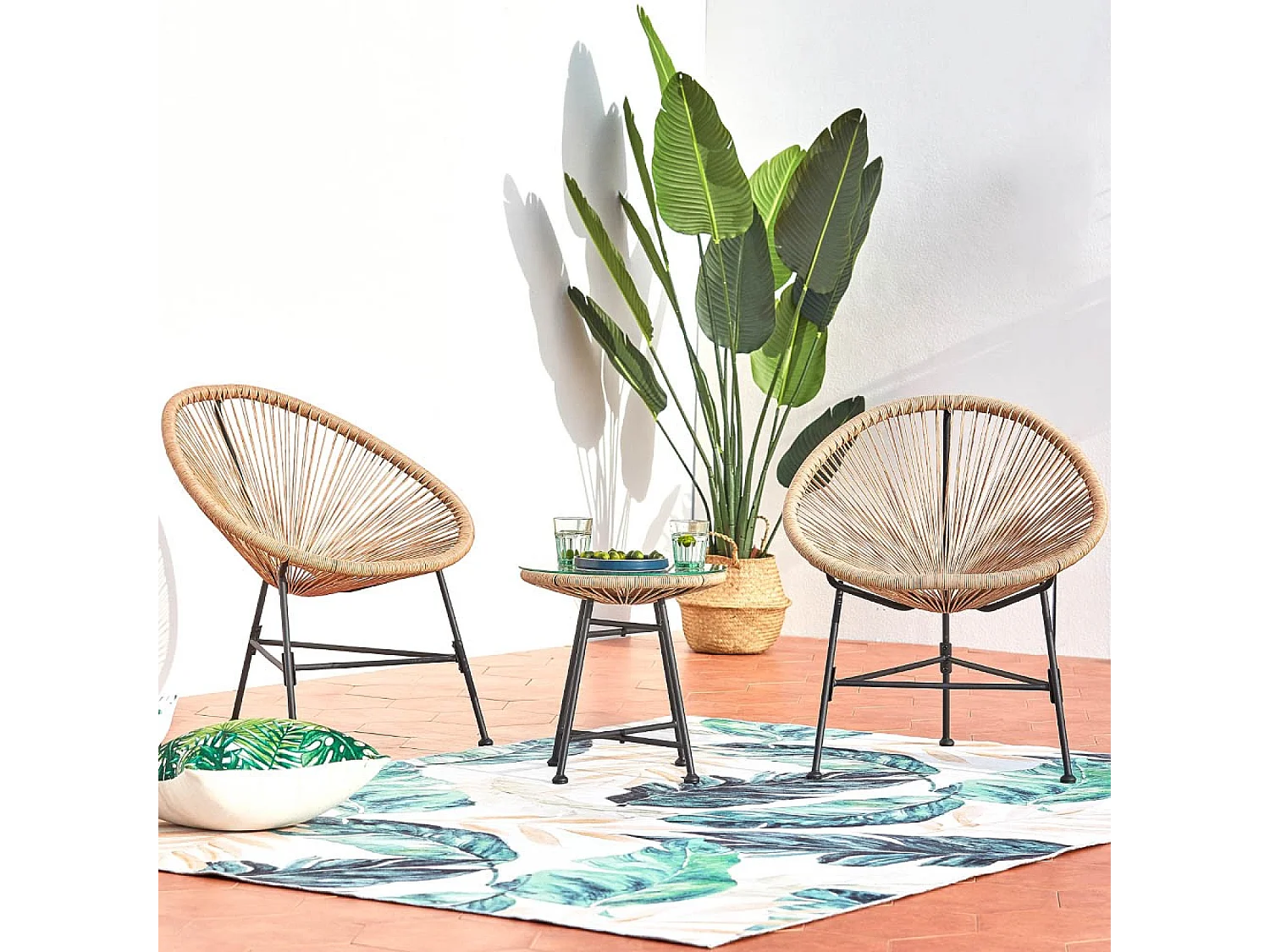 Tuinset Acapulco 2 fauteuils ei + salontafel beige